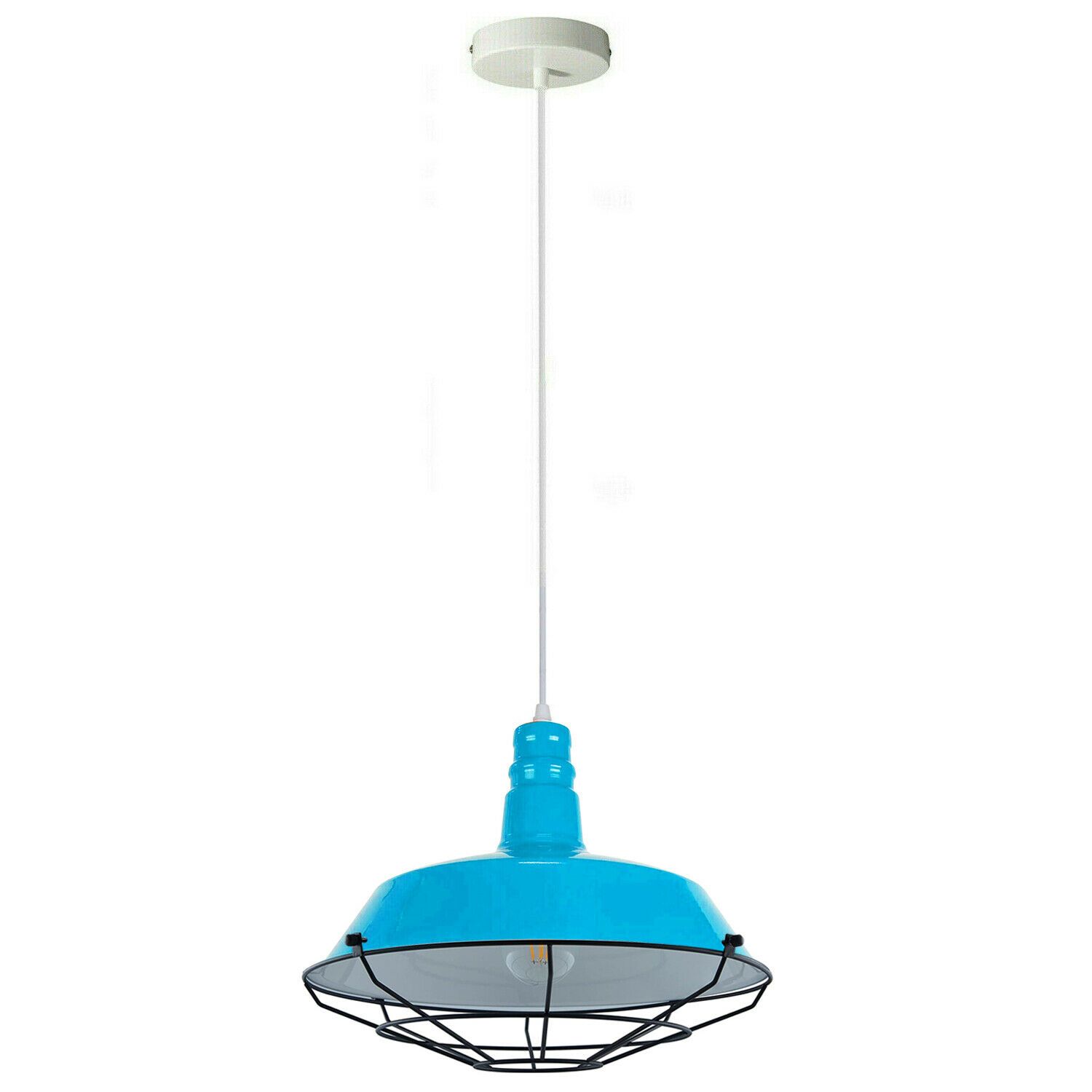 Light Blue Pendant Light showcasing a modern metal design, ideal for various indoor settings.