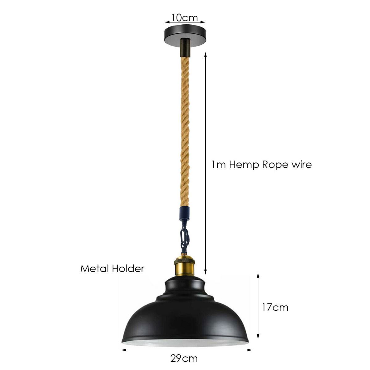 Metal Ceiling Pendant Light with Hemp Hanging Design, showcasing a vintage retro style suitable for various interior settings.