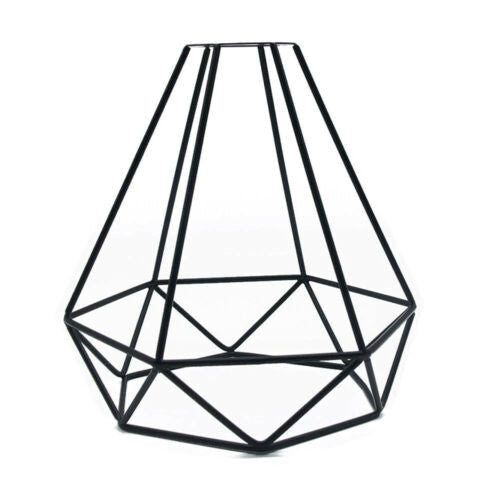 Metal Easy Fit Black Wire Cage lampshade showcasing a vintage industrial design, perfect for pendant lighting.