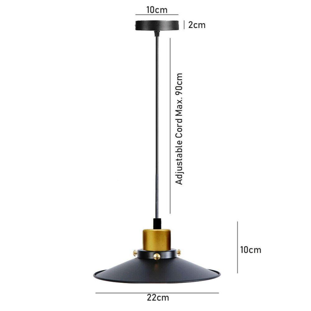 Black retro industrial pendant light shade with fabric-covered wire and E27 socket, perfect for stylish home decor.