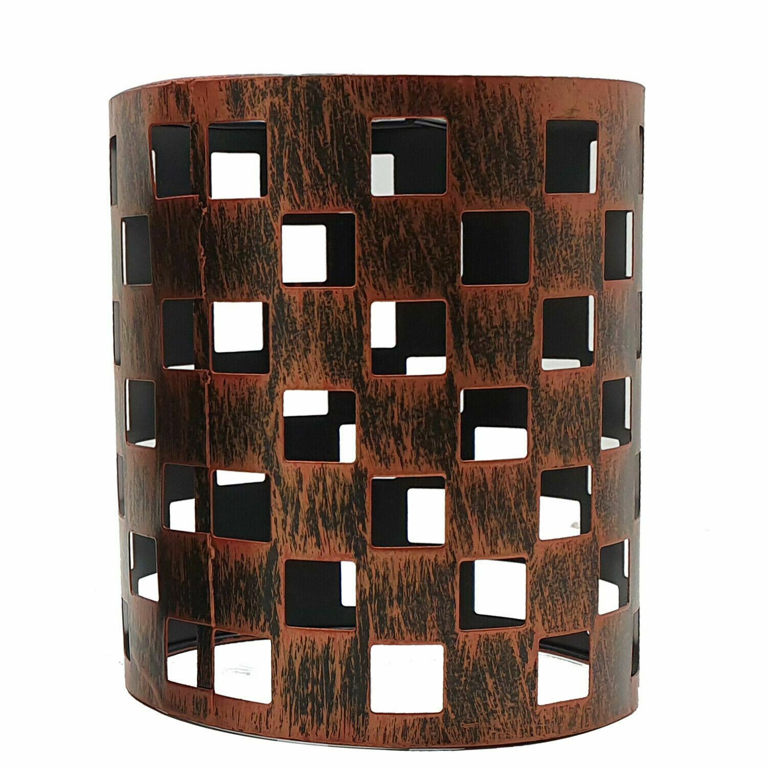 Modern Barrel Cage Square Pattern Lamp Shade with white color and concrete effect finish, showcasing its industrial design.