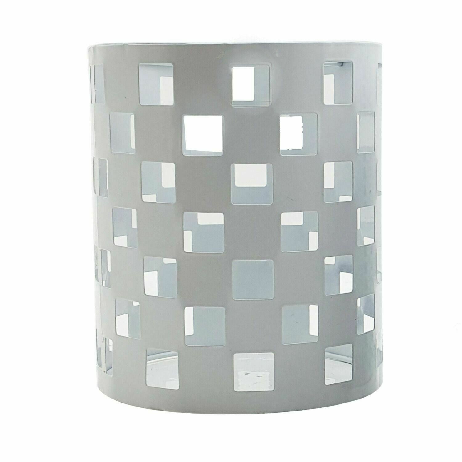 Modern Barrel Cage Square Pattern Lamp Shade with white color and concrete effect finish, showcasing its industrial design.