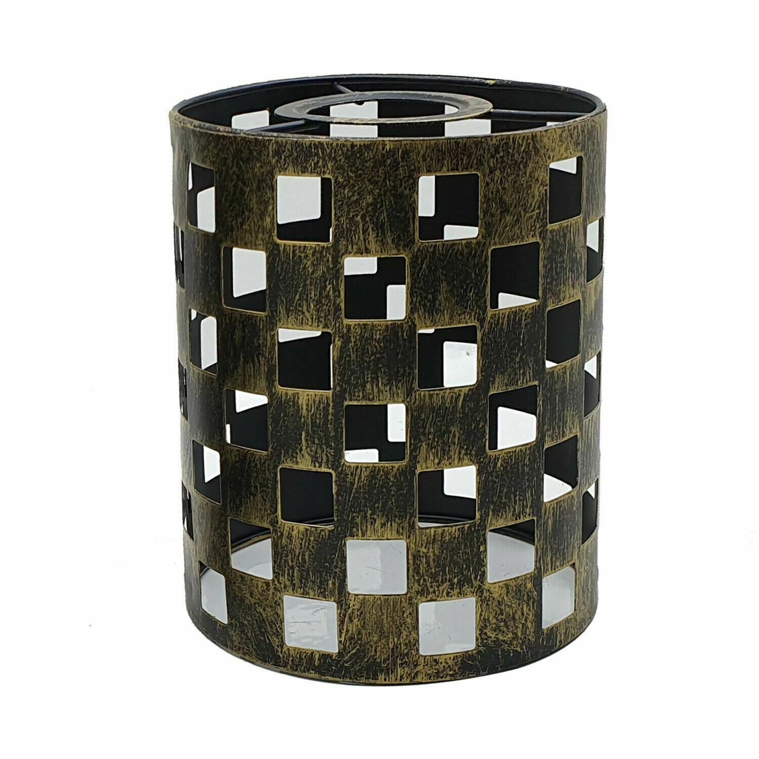 Modern Barrel Cage Square Pattern Lamp Shade with white color and concrete effect finish, showcasing its industrial design.