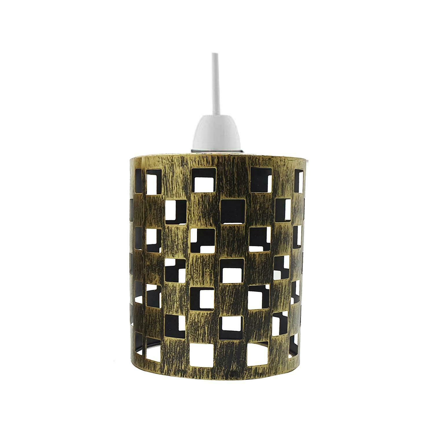 Modern Barrel Cage Square Pattern Lamp Shade with white color and concrete effect finish, showcasing its industrial design.