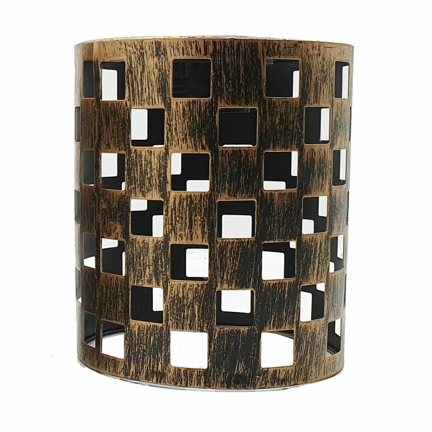 Modern Barrel Cage Square Pattern Lamp Shade with white color and concrete effect finish, showcasing its industrial design.