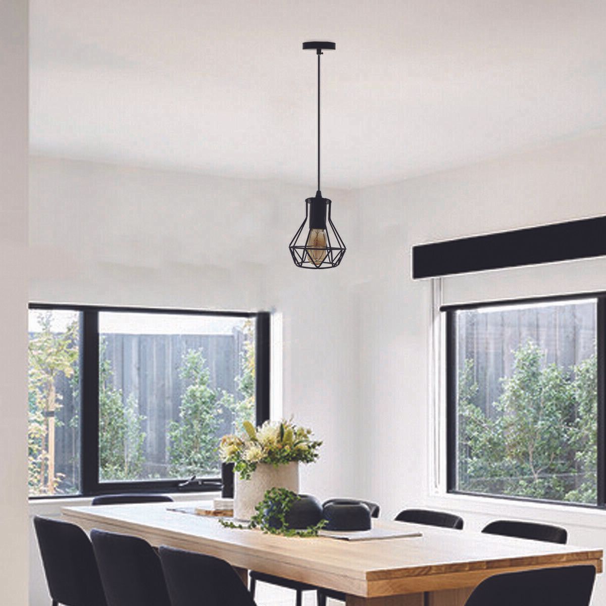 Modern Ceiling 1 Head Pendant Light with black metal cage design, showcasing its stylish and functional features.