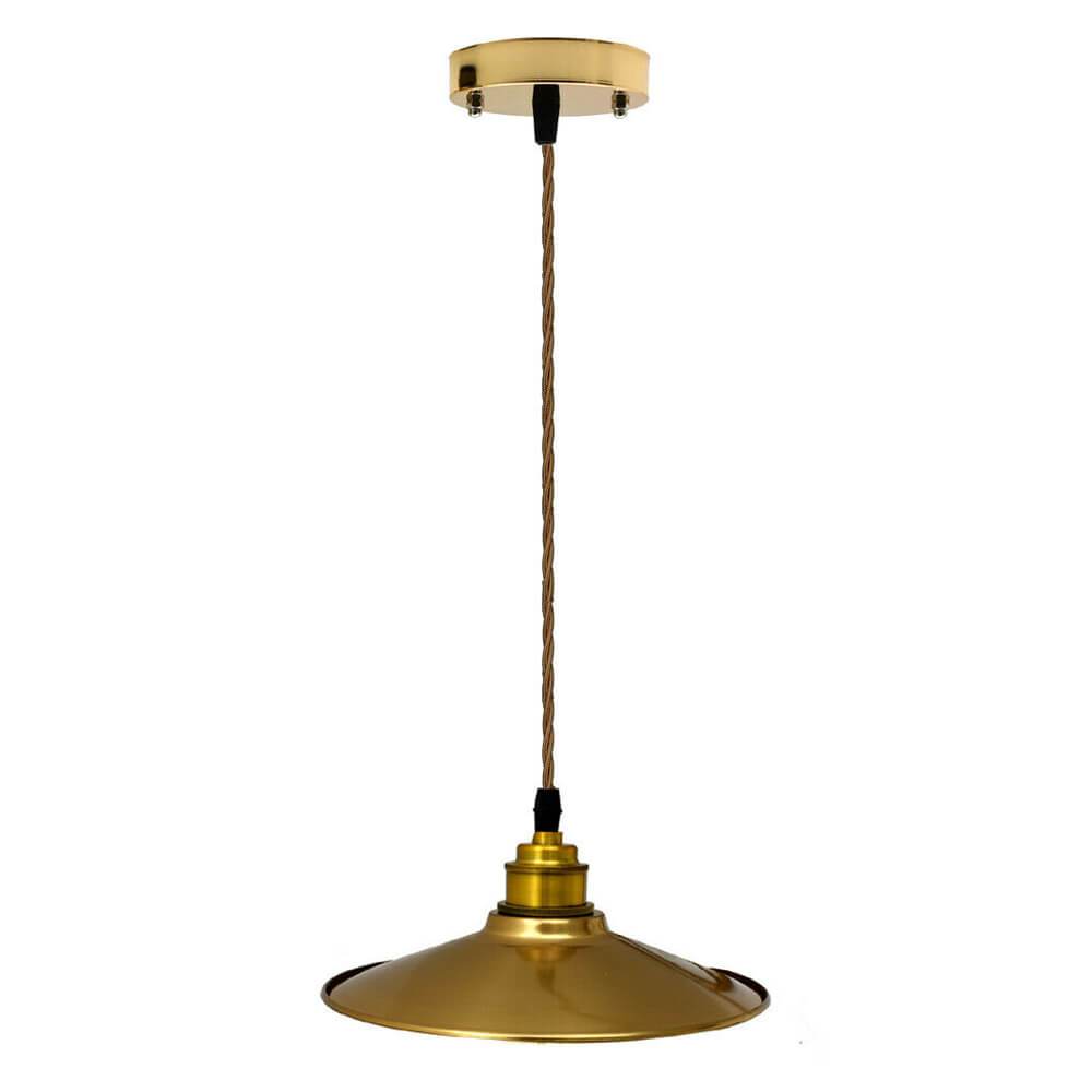 Modern Ceiling Gold Pendant Light with a stylish gold shade and brown twisted cables, perfect for vintage and industrial decor.