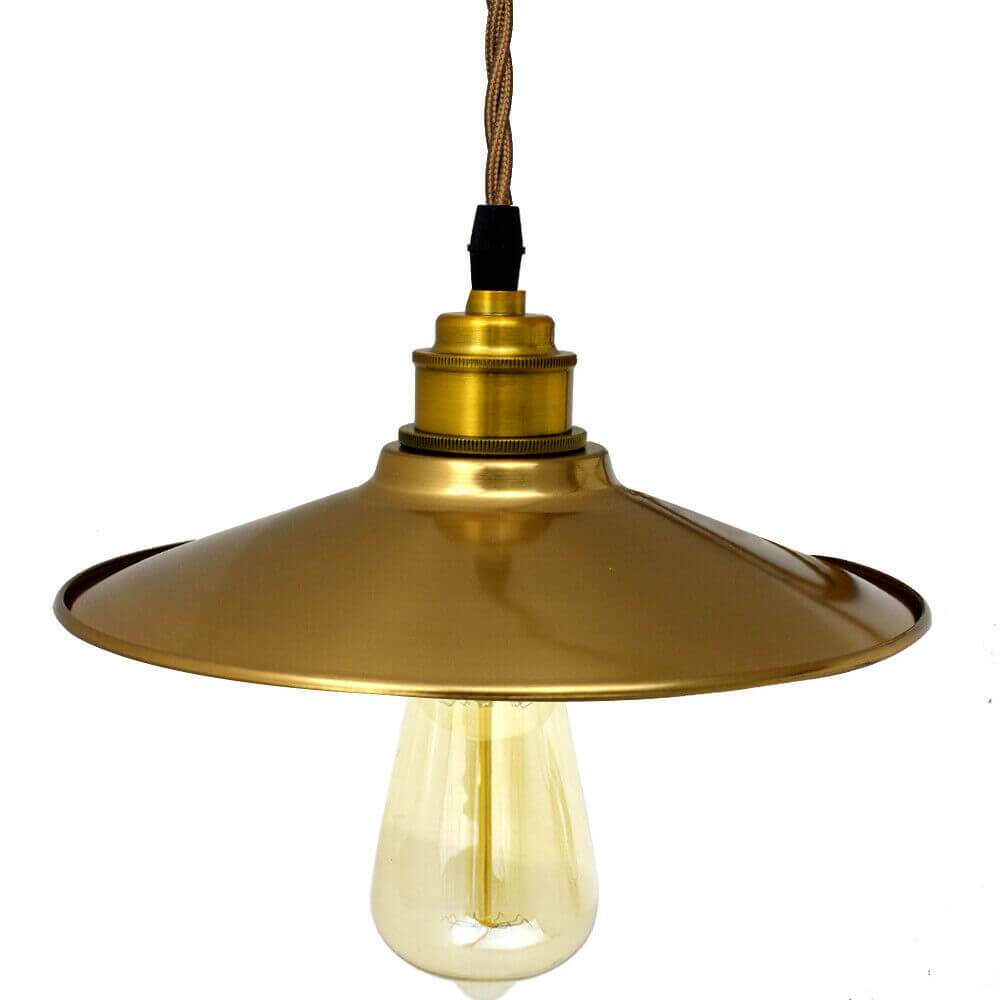 Modern Ceiling Gold Pendant Light with a stylish gold shade and brown twisted cables, perfect for vintage and industrial decor.