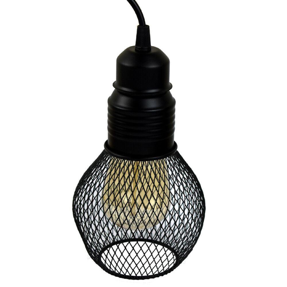 Modern black vintage ceiling pendant lamp with cage fitting, showcasing its stylish design and compact size.