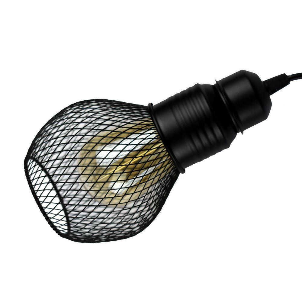 Modern black vintage ceiling pendant lamp with cage fitting, showcasing its stylish design and compact size.