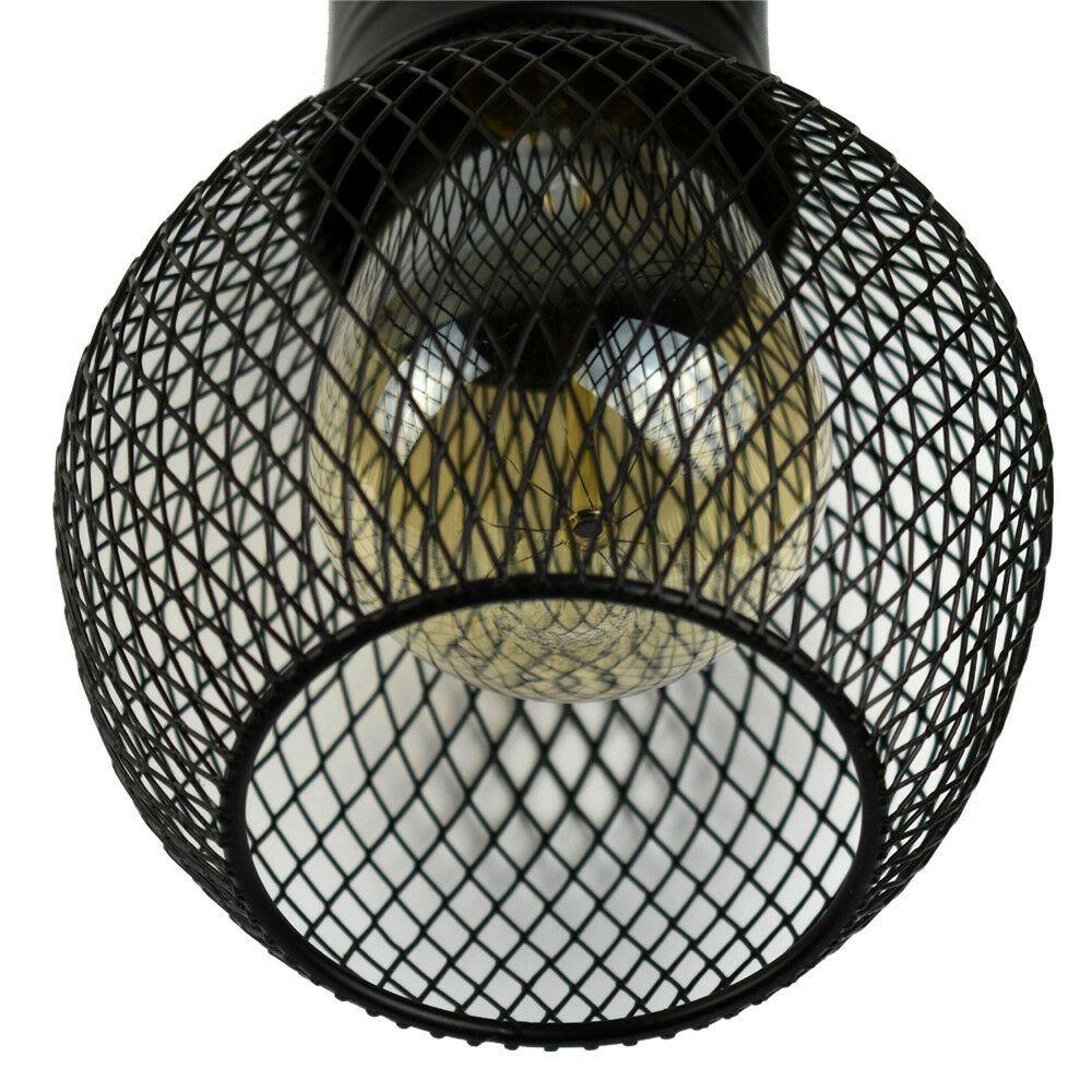 Modern black vintage ceiling pendant lamp with cage fitting, showcasing its stylish design and compact size.