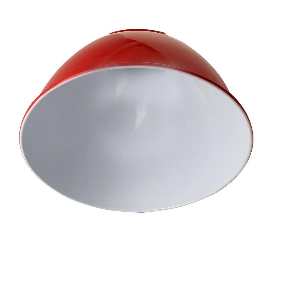 Modern Gloss Red Metal Dome Pendant Ceiling Light Shade with black fabric wire, showcasing a stylish industrial design.