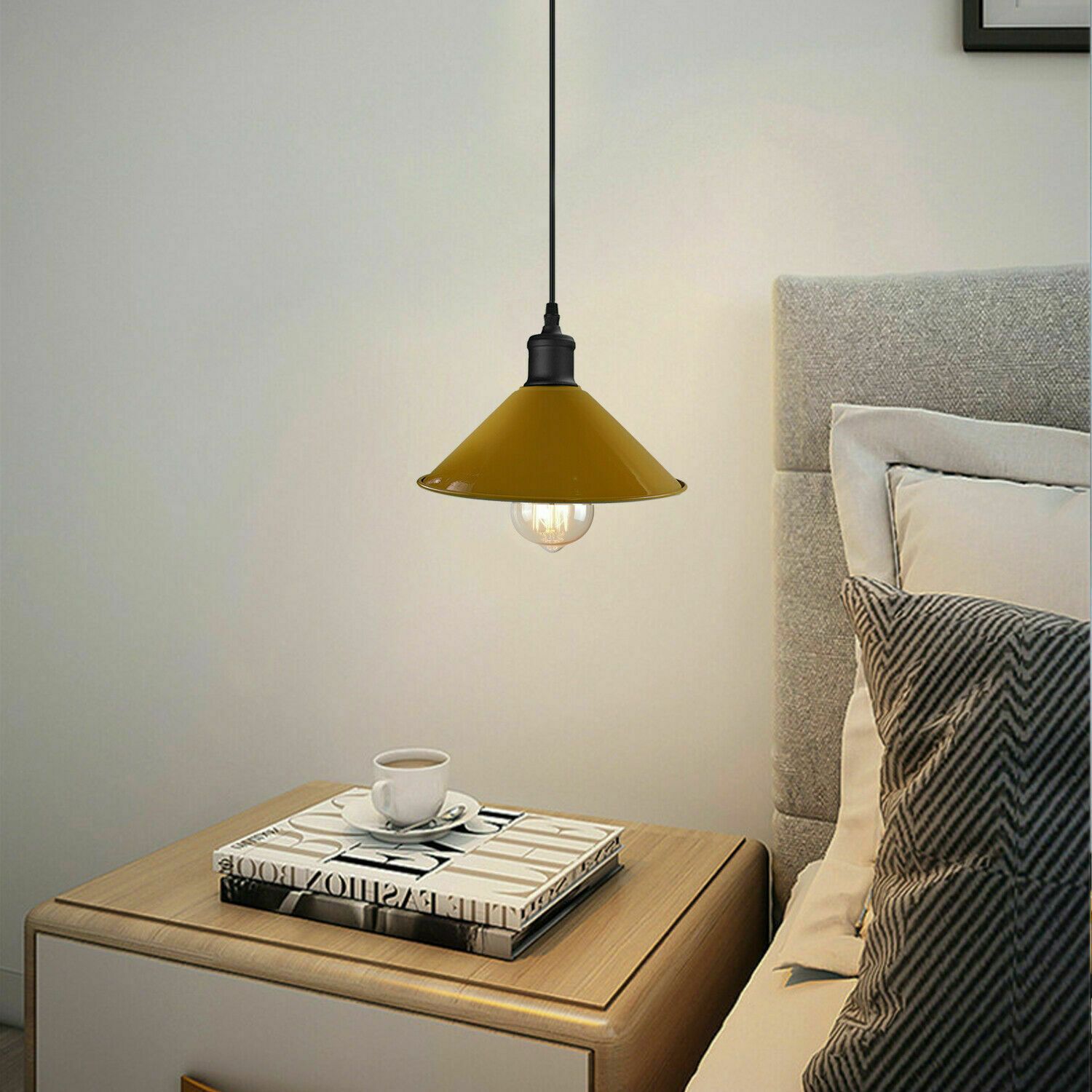 Modern Hanging Rope Light featuring a sleek design with a metal shade and E27 lamp base, ideal for various home decors.