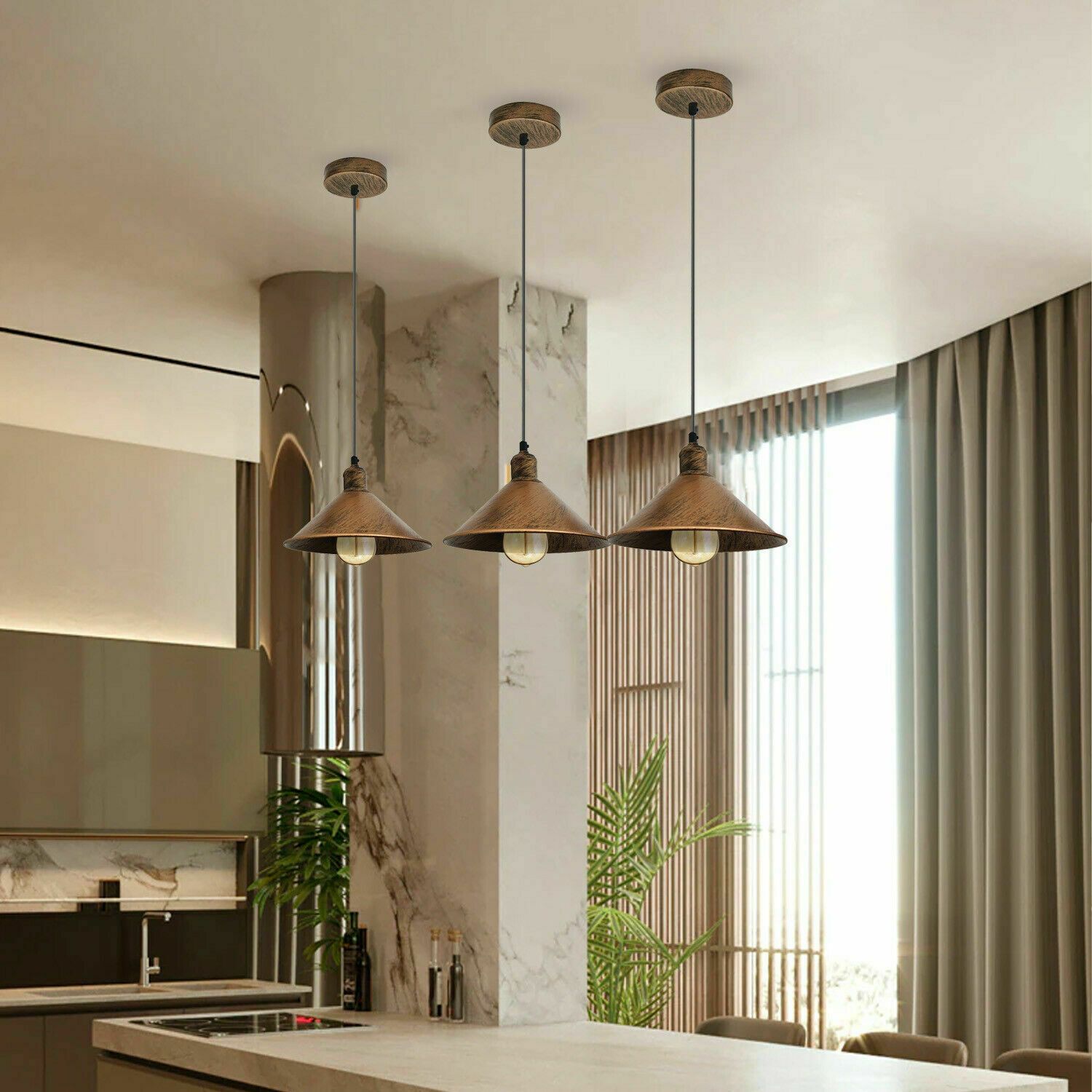 Modern Hanging Rope Light featuring a sleek design with a metal shade and E27 lamp base, ideal for various home decors.