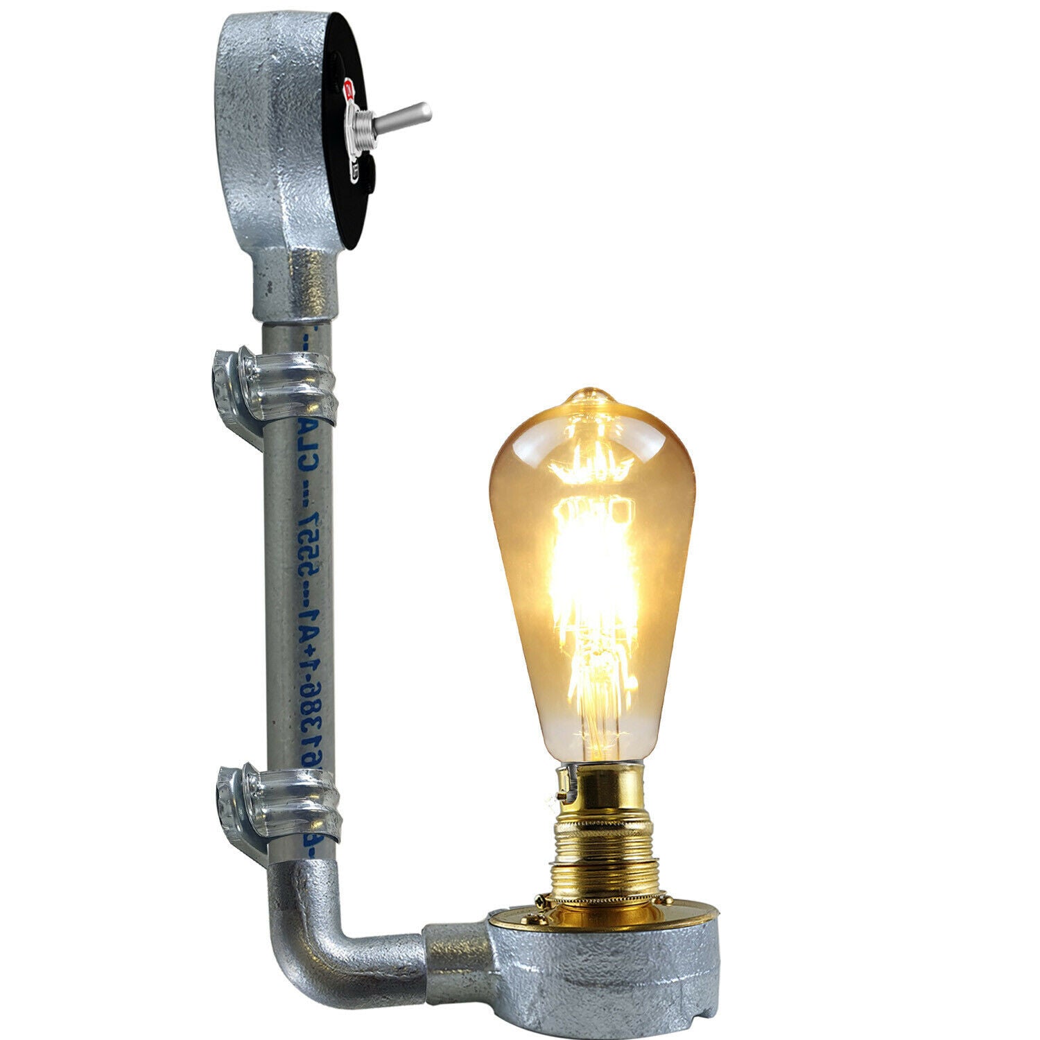 Modern Industrial Vintage Retro Galvanized Conduit Wall Light B22 Lamp showcasing its rustic design and durable galvanized iron material.