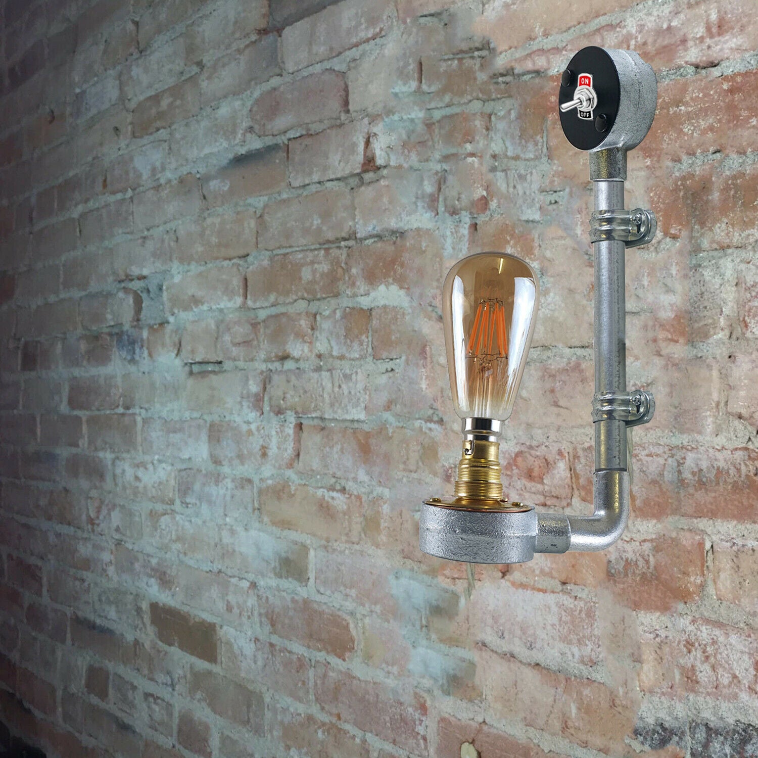 Modern Industrial Vintage Retro Galvanized Conduit Wall Light B22 Lamp showcasing its rustic design and durable galvanized iron material.