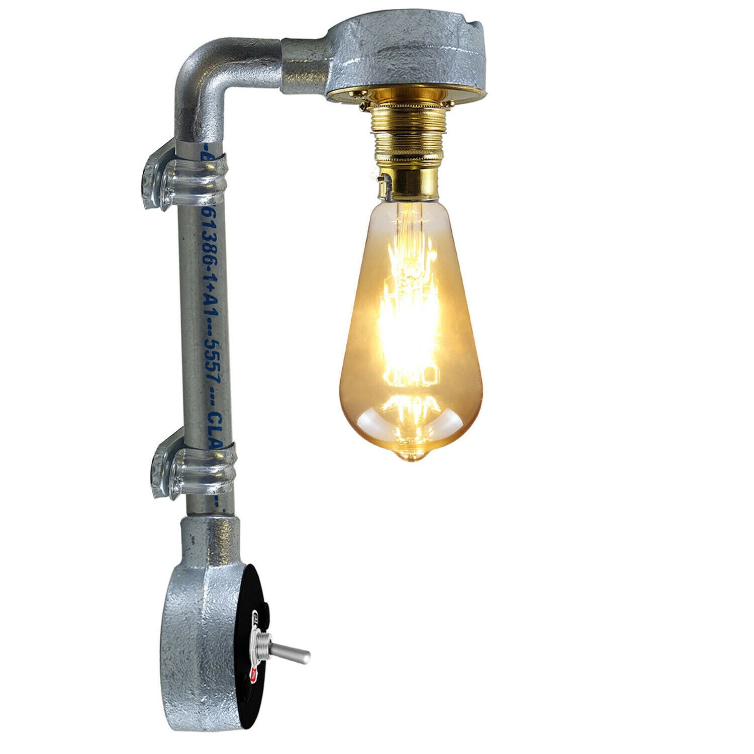 Modern Industrial Vintage Retro Galvanized Conduit Wall Light B22 Lamp showcasing its rustic design and durable galvanized iron material.