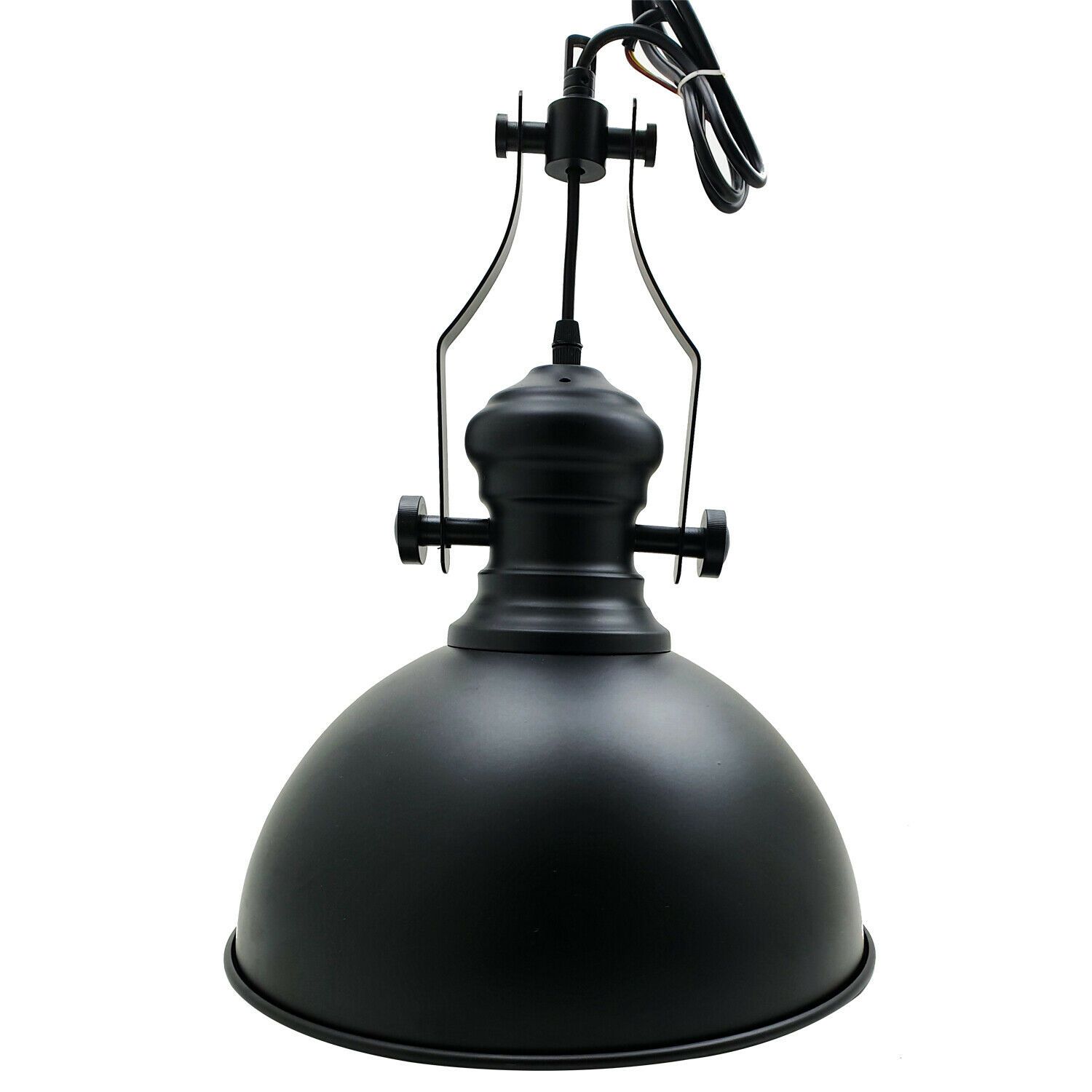 Modern Industrial Vintage Style ceiling light pendant chandelier with black metal shade and adjustable chain, perfect for home and commercial use.