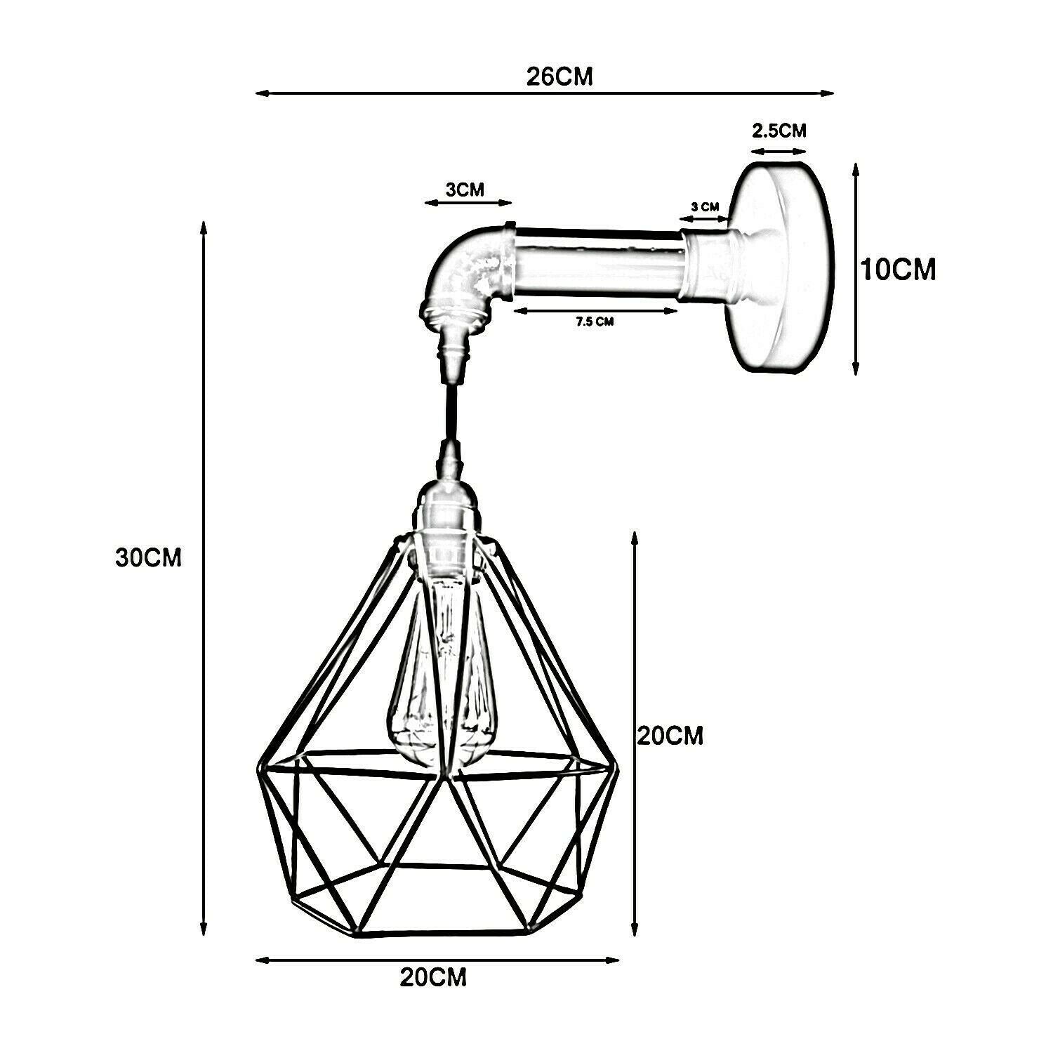 Modern Industrial wall sconce featuring a metal wire cage design with a pipe arm, perfect for stylish home decor.