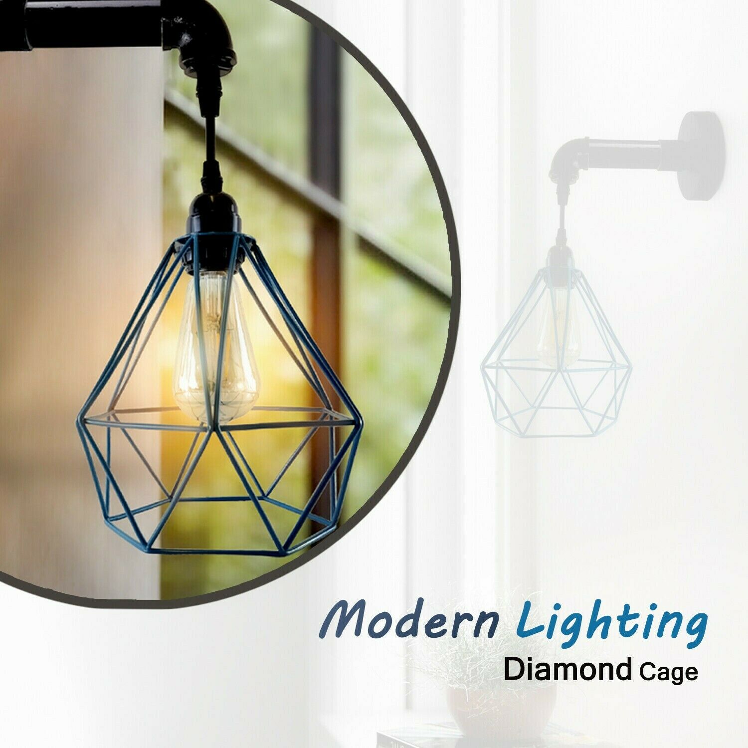 Modern Industrial wall sconce featuring a metal wire cage design with a pipe arm, perfect for stylish home decor.