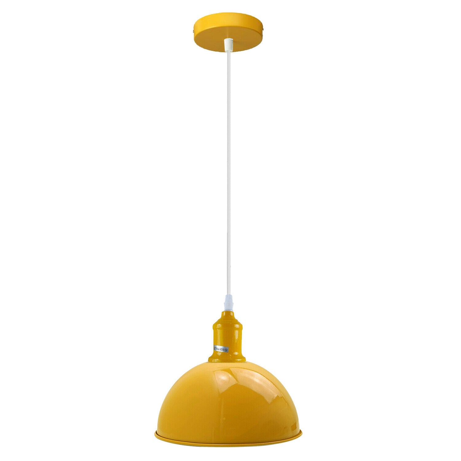 Modern Italian Yellow Chandelier Vintage Pendant Light Shade with metal construction and vibrant yellow finish, ideal for contemporary decor.