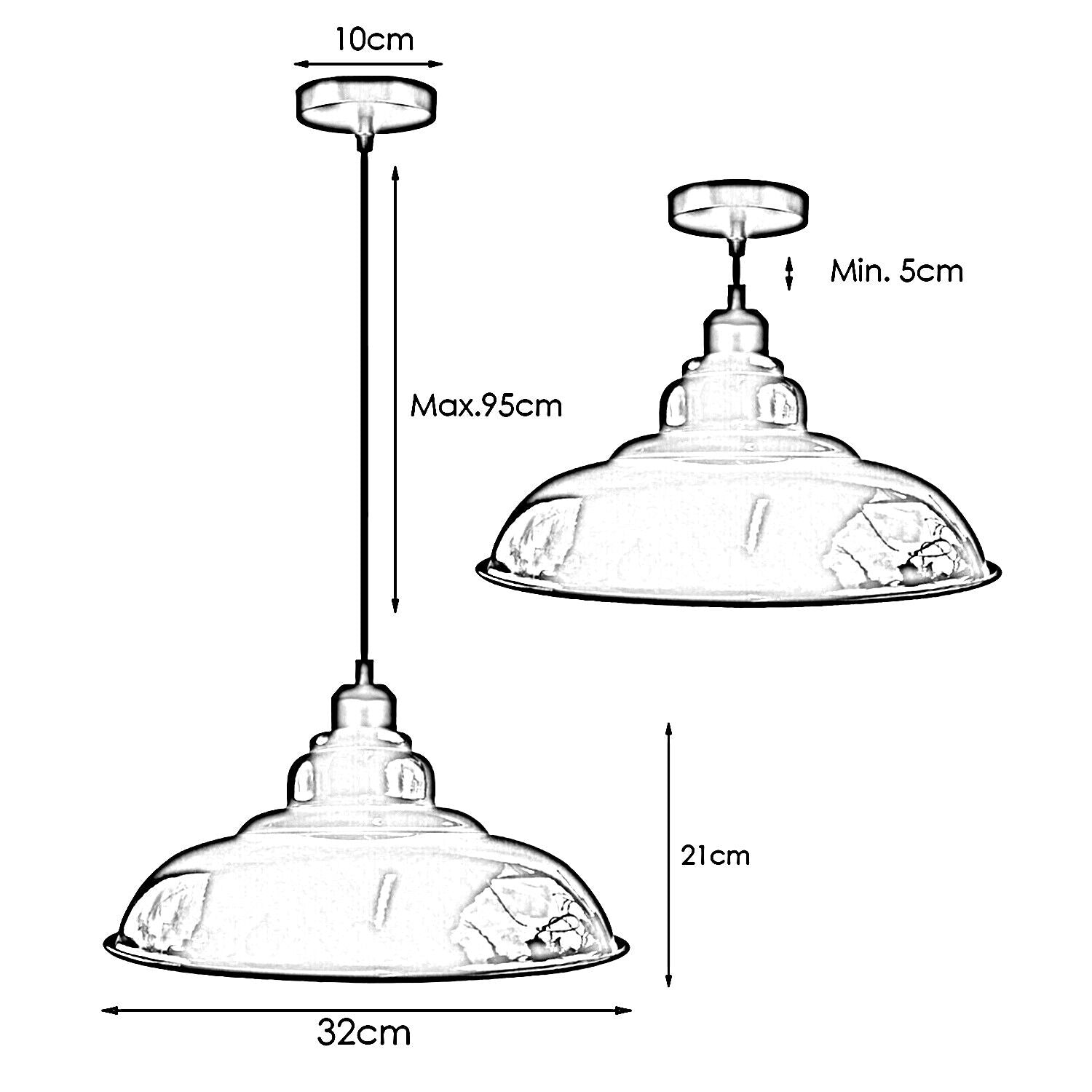 Modern White Ceiling Light Shade with E27 Black Holder, featuring a sleek dome design and adjustable base for versatile lighting.