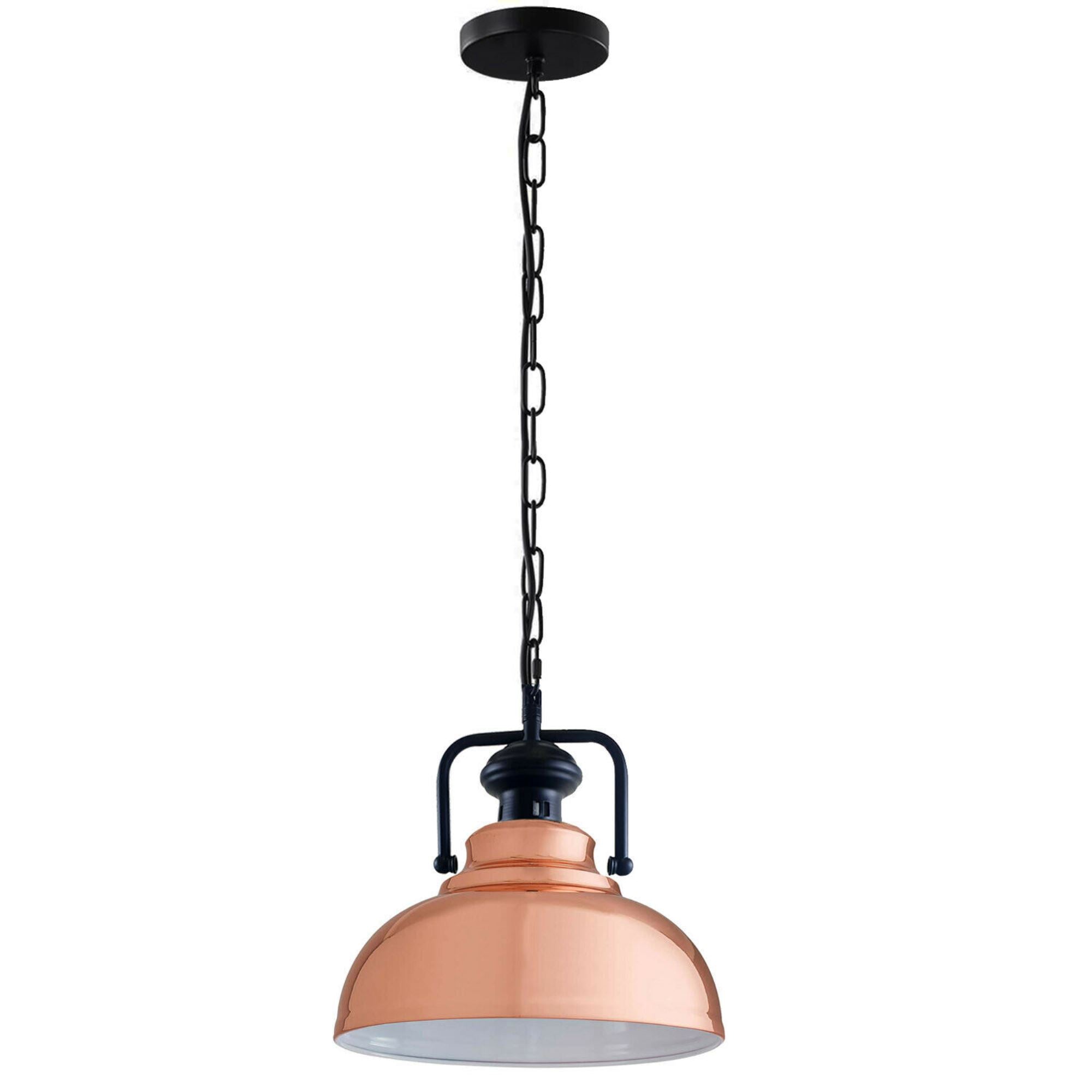 Modern Metal Shade Hanging Chain Pendant Light with chrome finish and adjustable cable, perfect for contemporary decor.