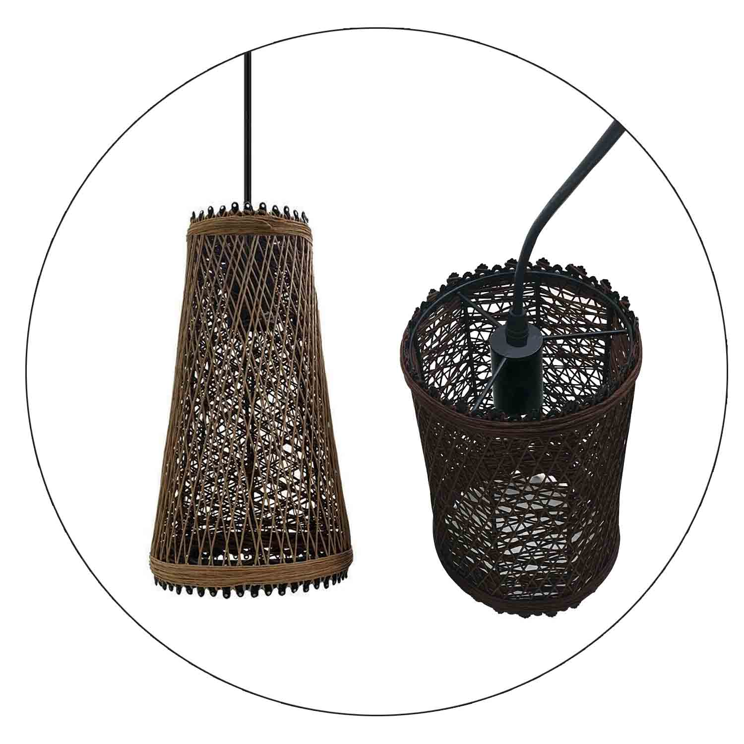 Modern Pendant Light featuring a rattan wicker basket design, perfect for home and commercial use, providing warm and romantic lighting.