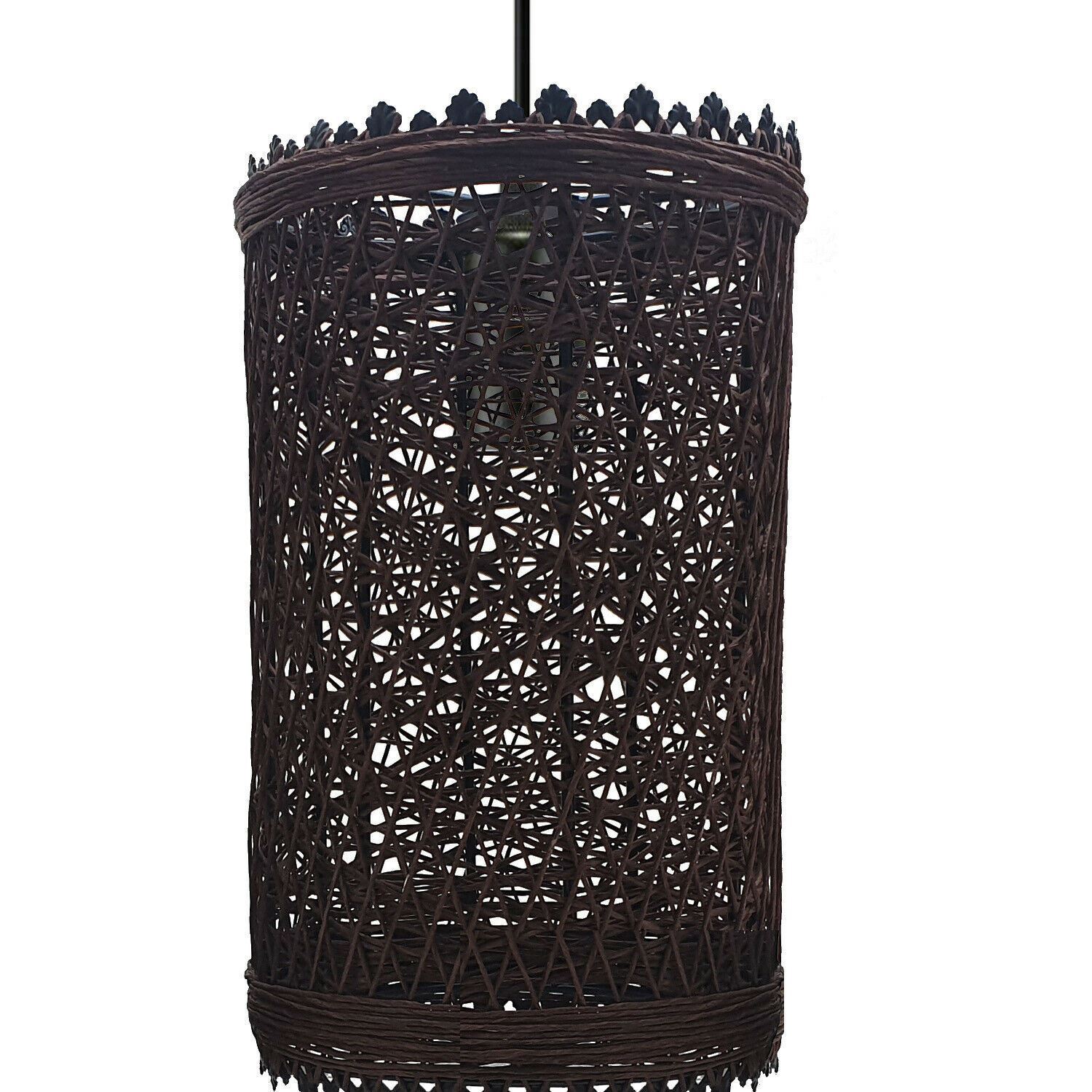 Modern Pendant Light featuring a rattan wicker basket design, perfect for home and commercial use, providing warm and romantic lighting.