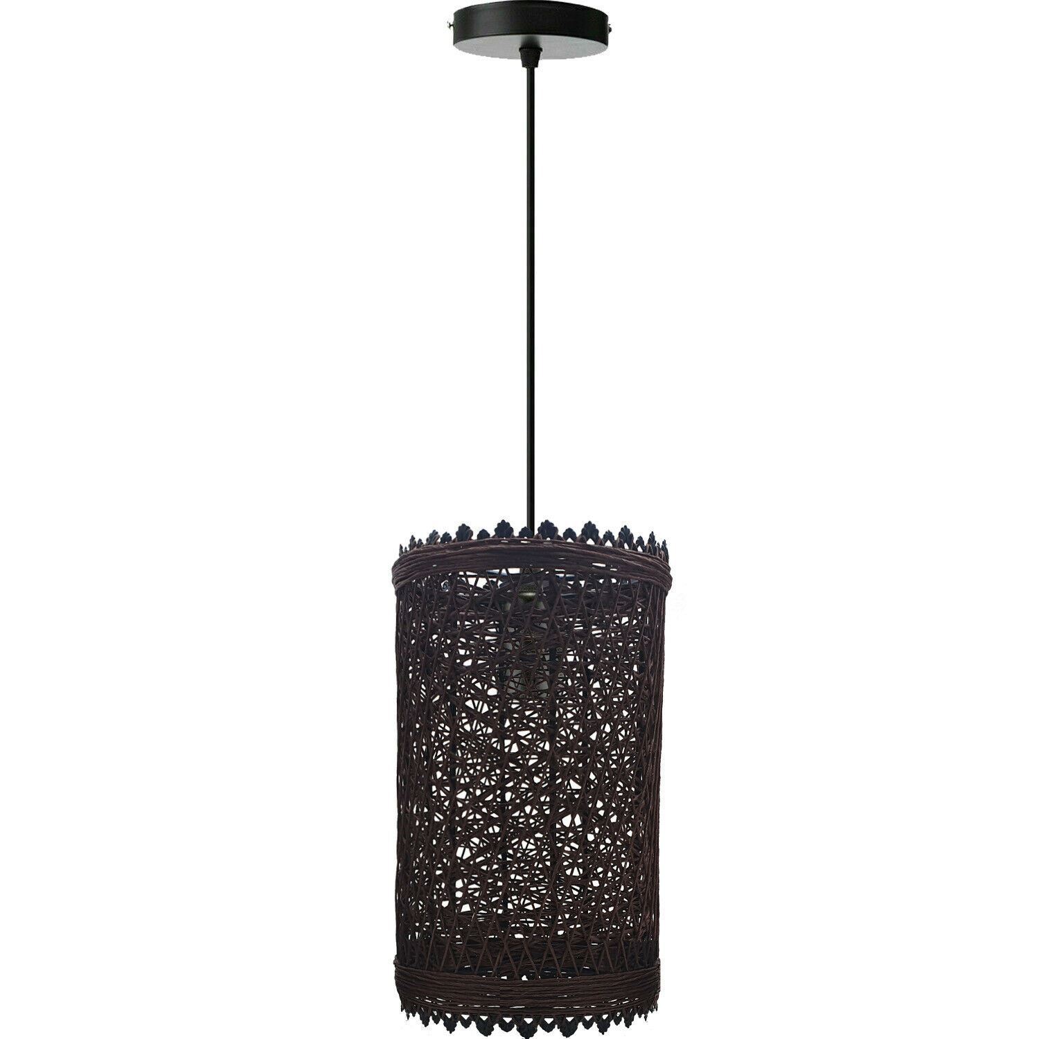 Modern Pendant Light featuring a rattan wicker basket design, perfect for home and commercial use, providing warm and romantic lighting.