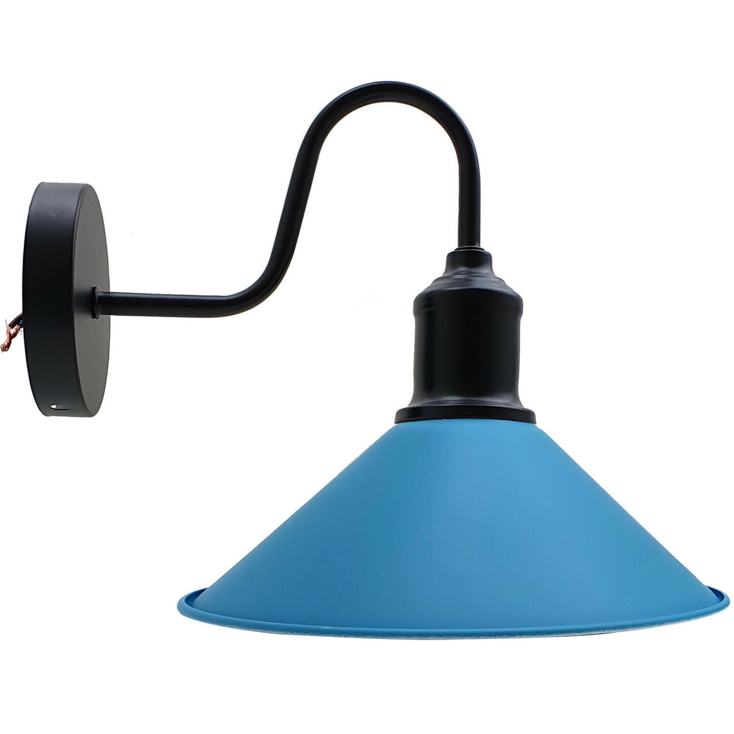 Modern Retro Industrial Blue Wall Mounted Light with a sleek cone design and matte finish, perfect for rustic decor.