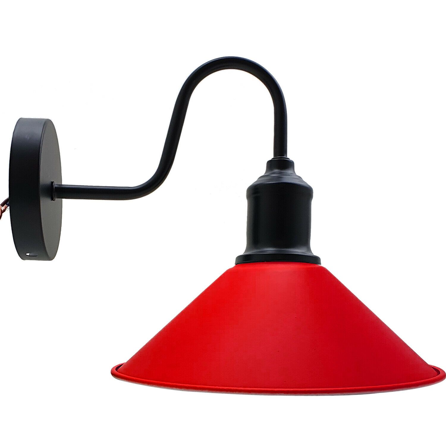 Modern Retro Industrial Red Wall Mounted Light with a sleek cone design, perfect for rustic decor.