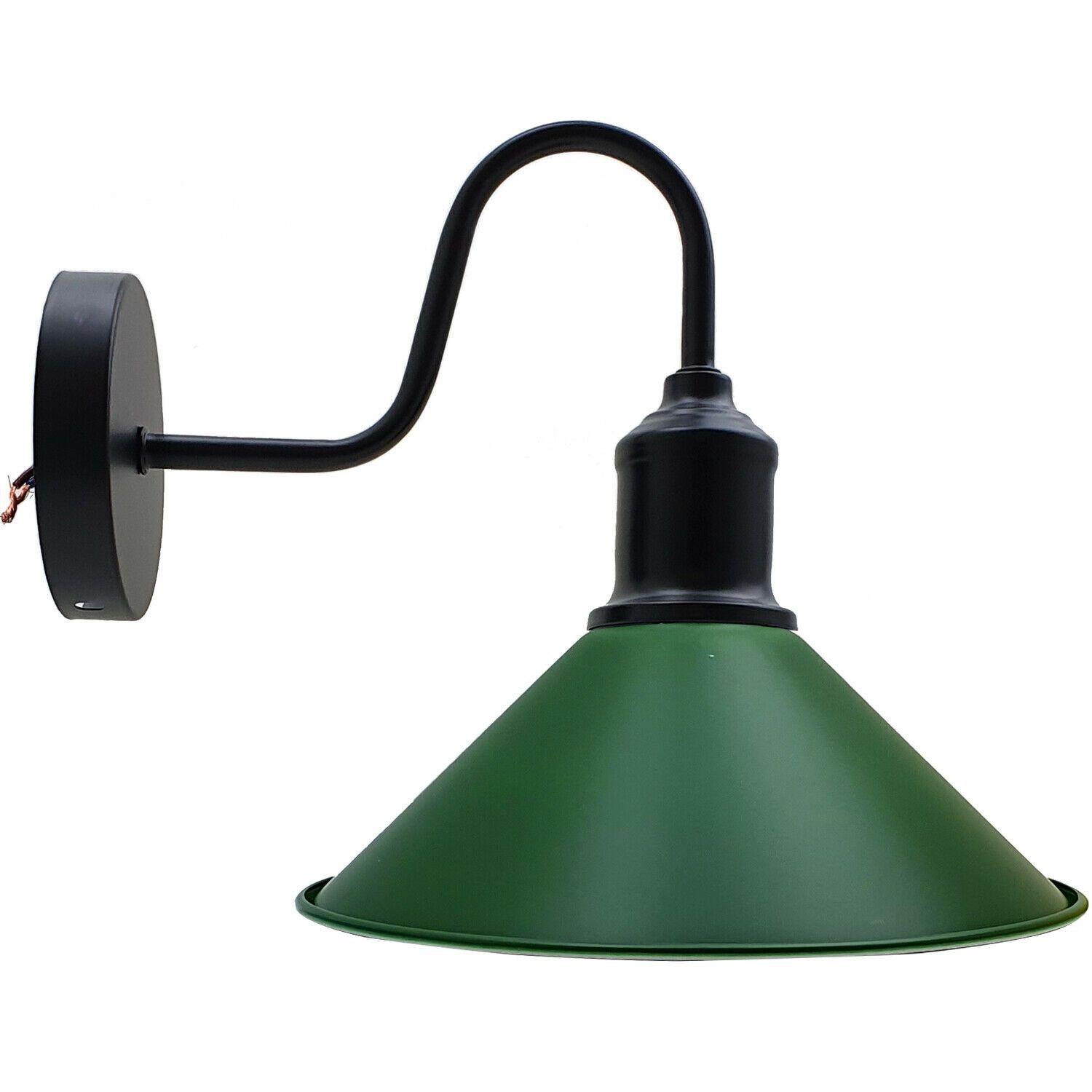 Modern Retro Industrial Wall Mounted Light in green with a sleek cone design, perfect for rustic decor.