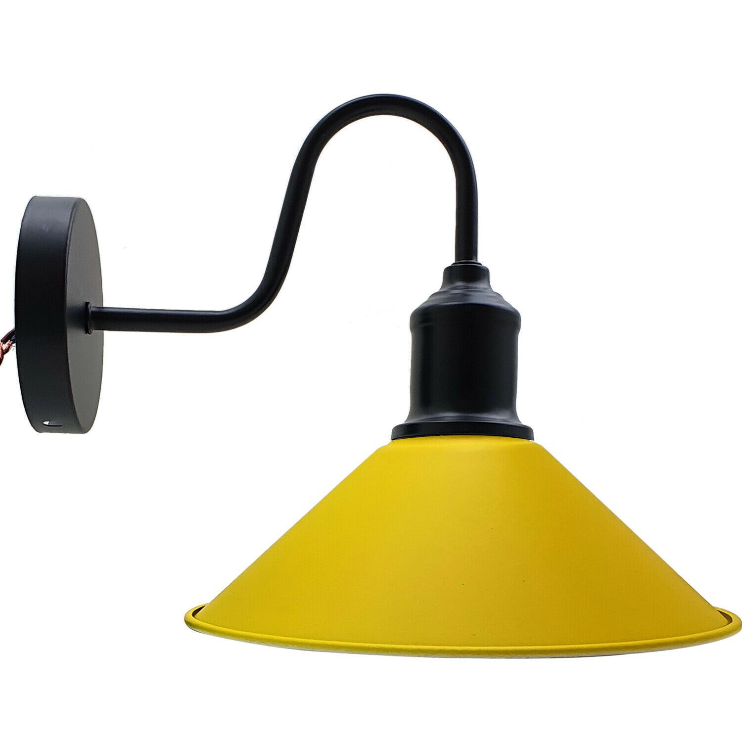 Modern Retro Industrial Yellow Wall Mounted Light with a sleek cone design and matte finish, perfect for rustic decor.