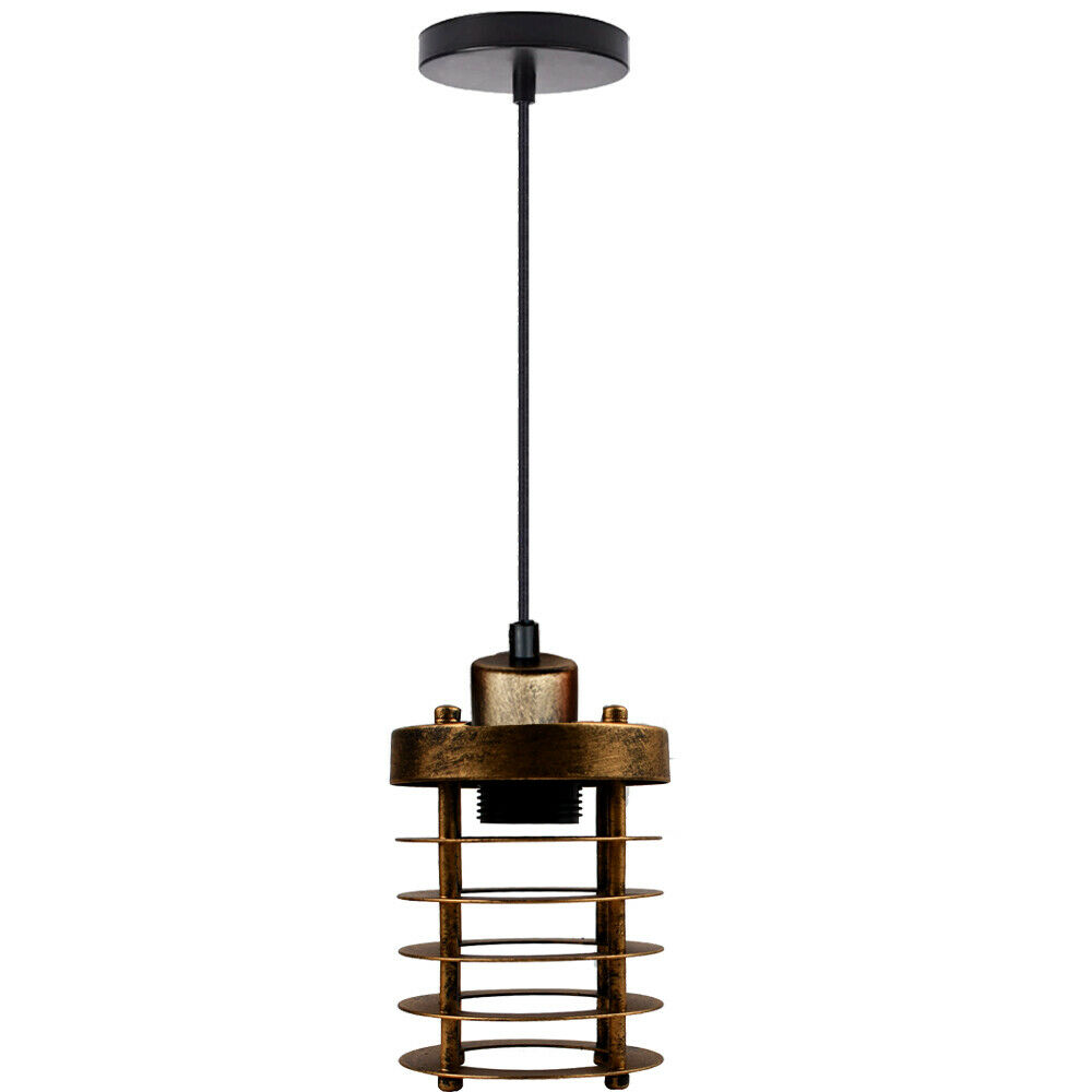 Modern Retro Step round Brushed Copper cage pendant light showcasing its elegant design and brushed copper finish.