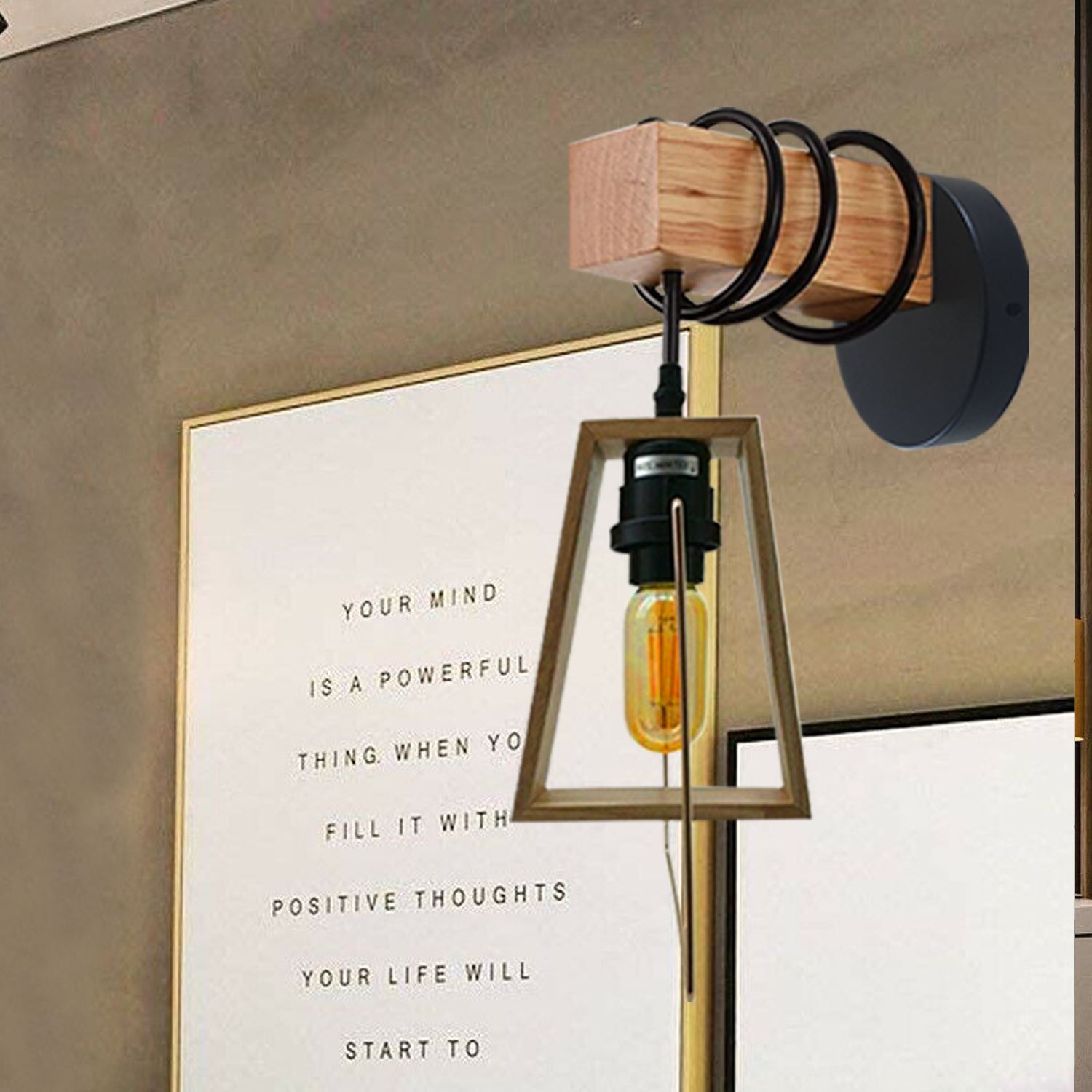 Modern Vintage Retro Industrial Wood Sconce Wall Light with metal and wood design, perfect for stylish home decor.