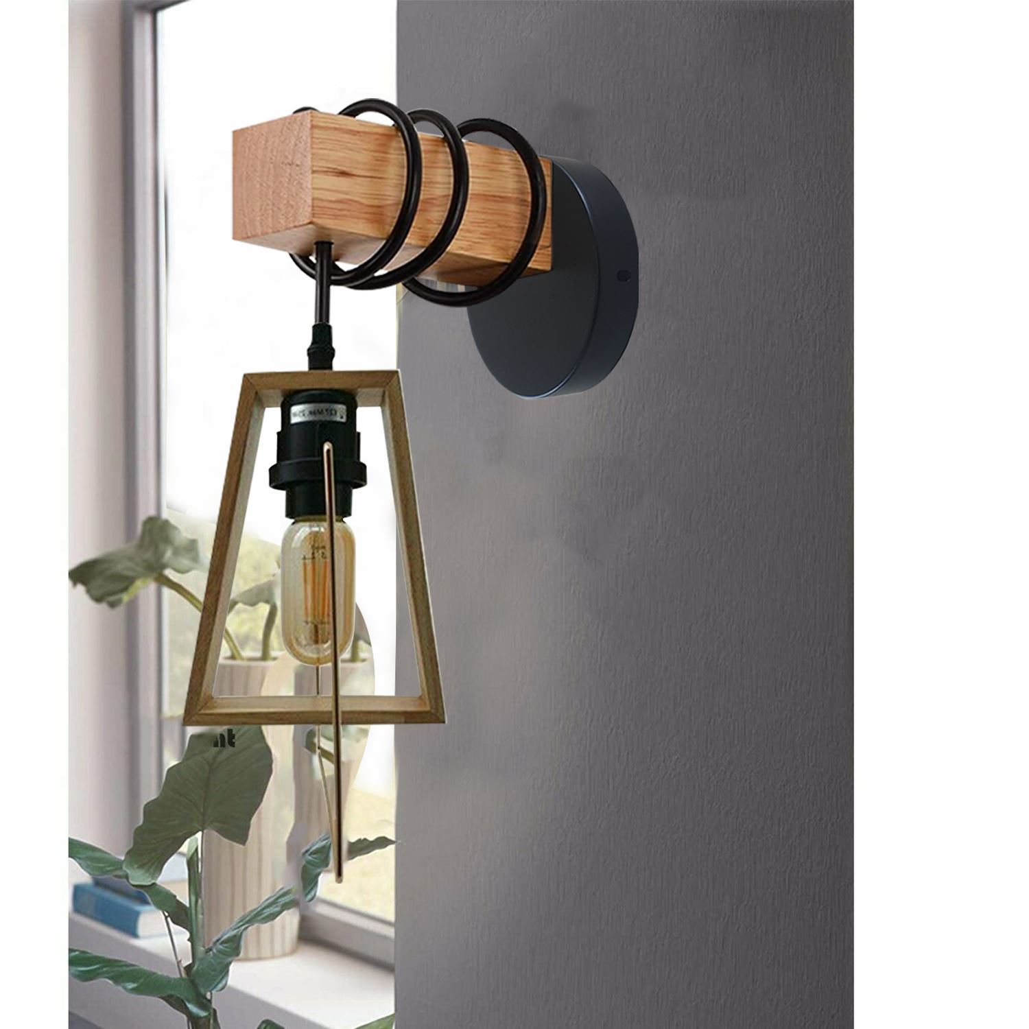 Modern Vintage Retro Industrial Wood Sconce Wall Light with metal and wood design, perfect for stylish home decor.