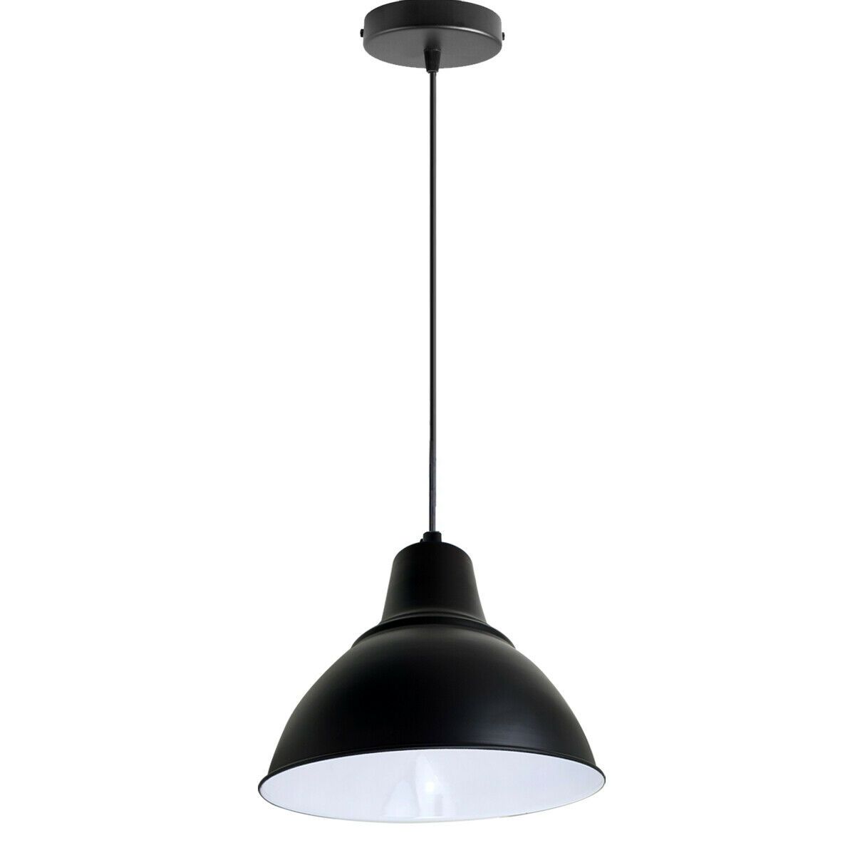 Modern Vintage Style Ceiling Black Pendant Lamp with adjustable cable and antique finish, perfect for retro industrial decor.