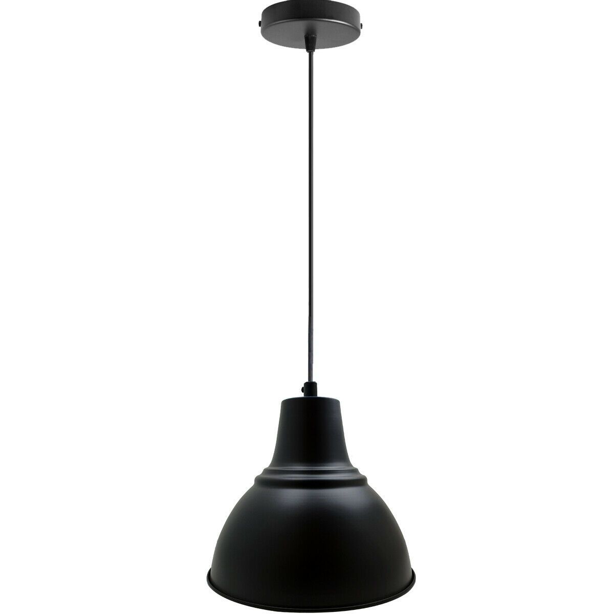 Modern Vintage Style Ceiling Black Pendant Lamp with adjustable cable and antique finish, perfect for retro industrial decor.