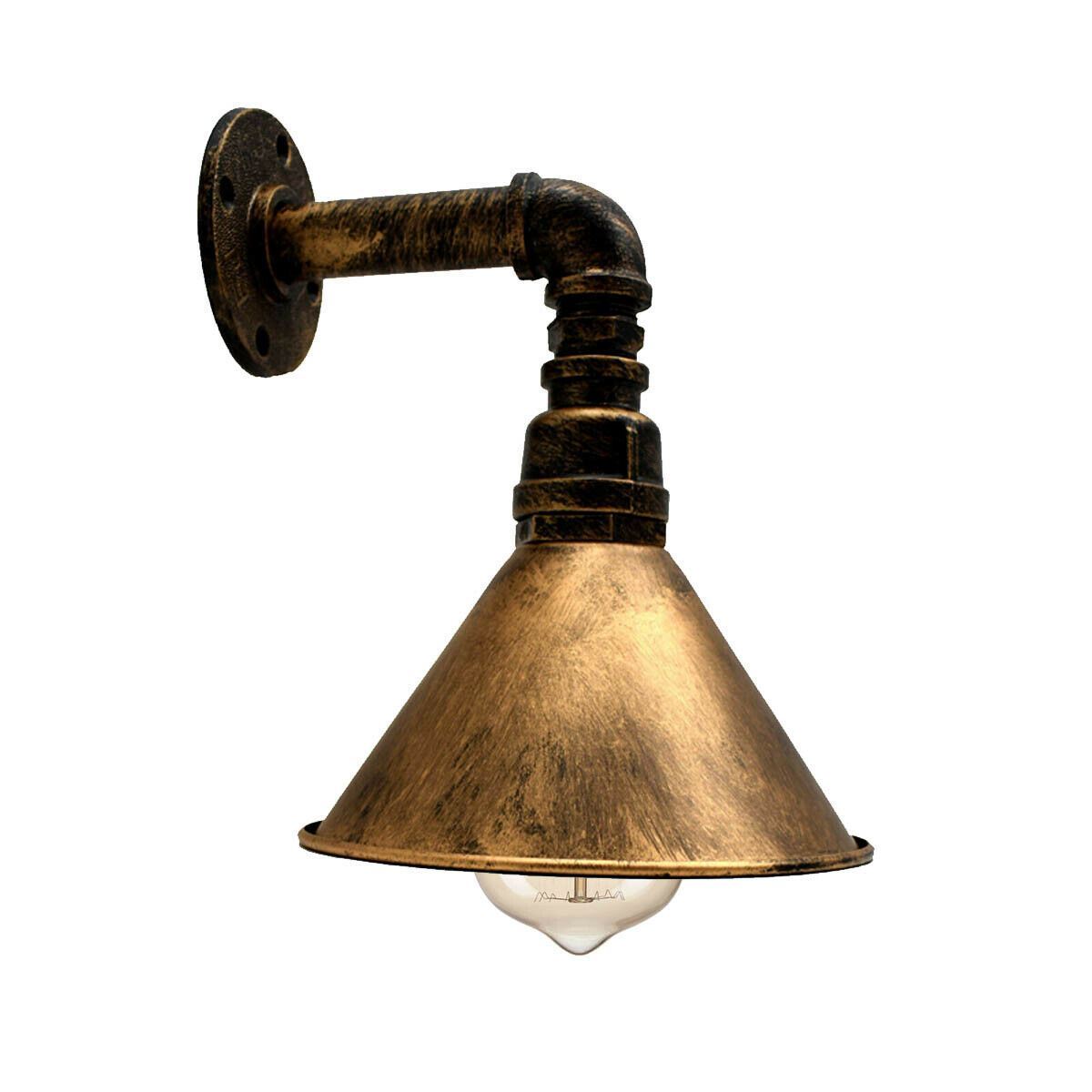 Modern Vintage Wall Mounted Light Sconce with cone design, showcasing a retro industrial waterpipe style in a stylish indoor setting.