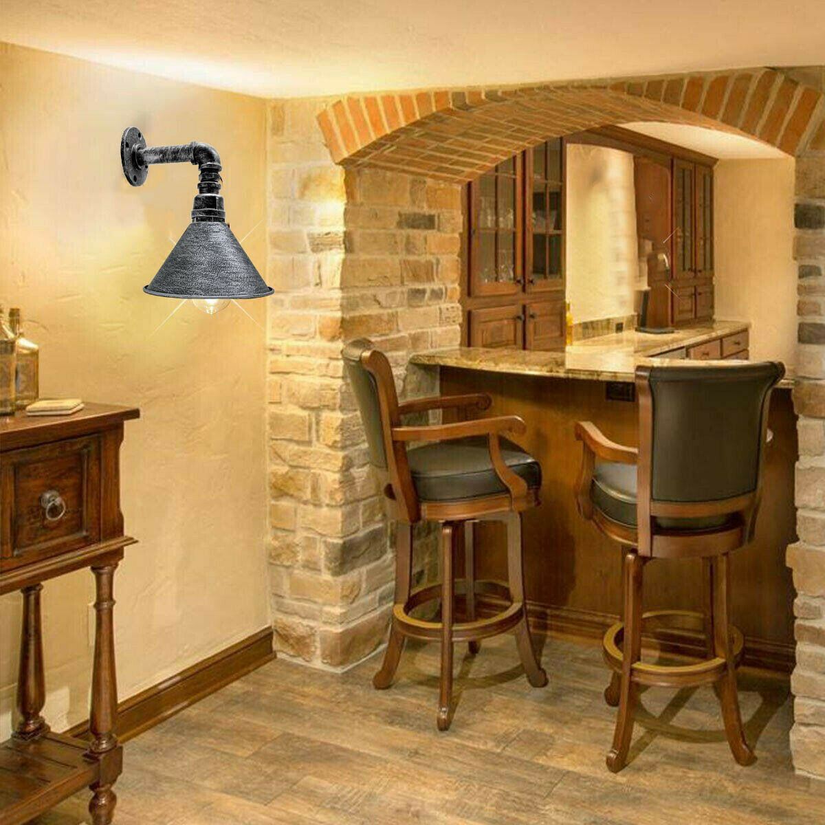 Modern Vintage Wall Mounted Light Sconce with cone design, showcasing a retro industrial waterpipe style in a stylish indoor setting.