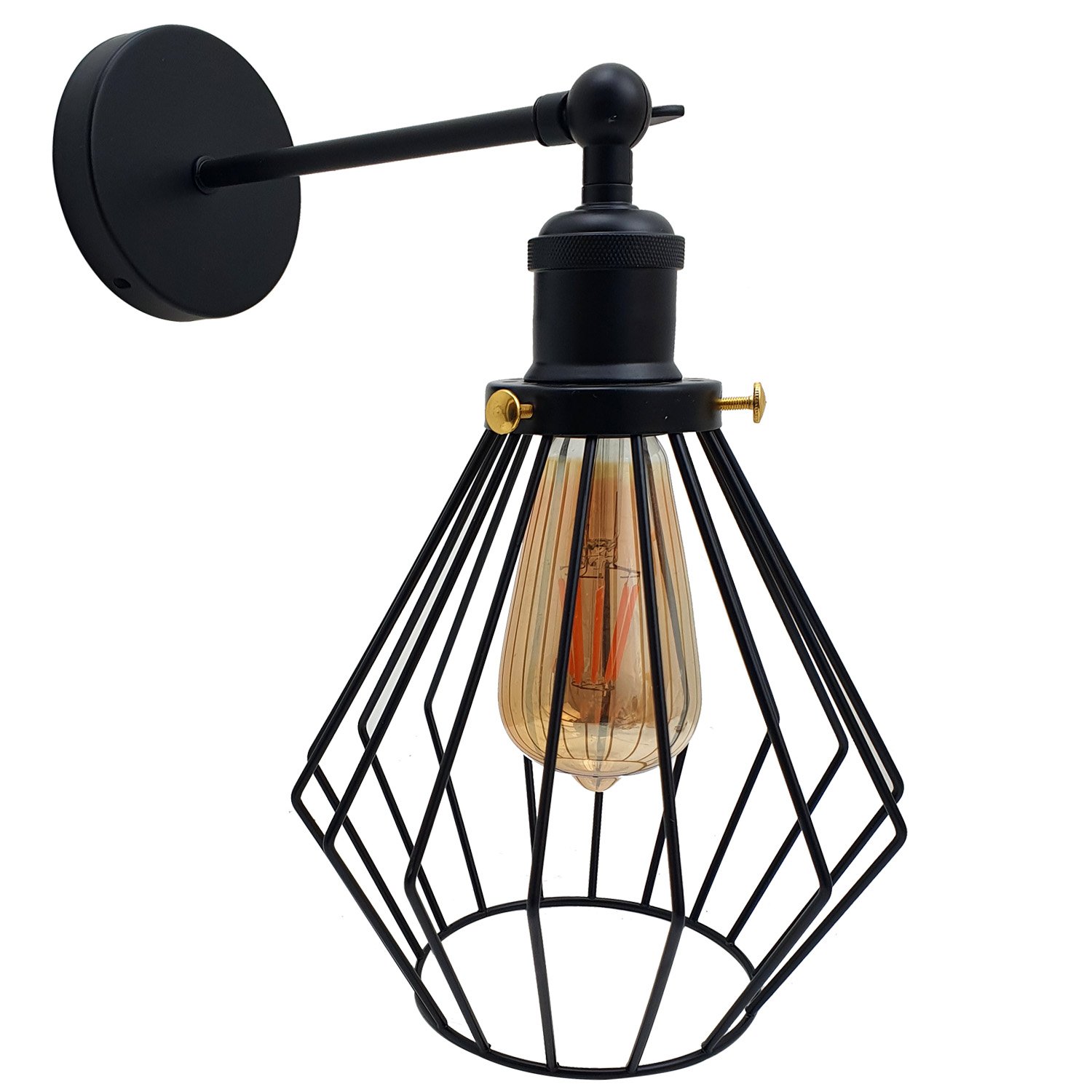 Modern Wall Lamp Cage featuring an industrial design with adjustable light, perfect for home decor.