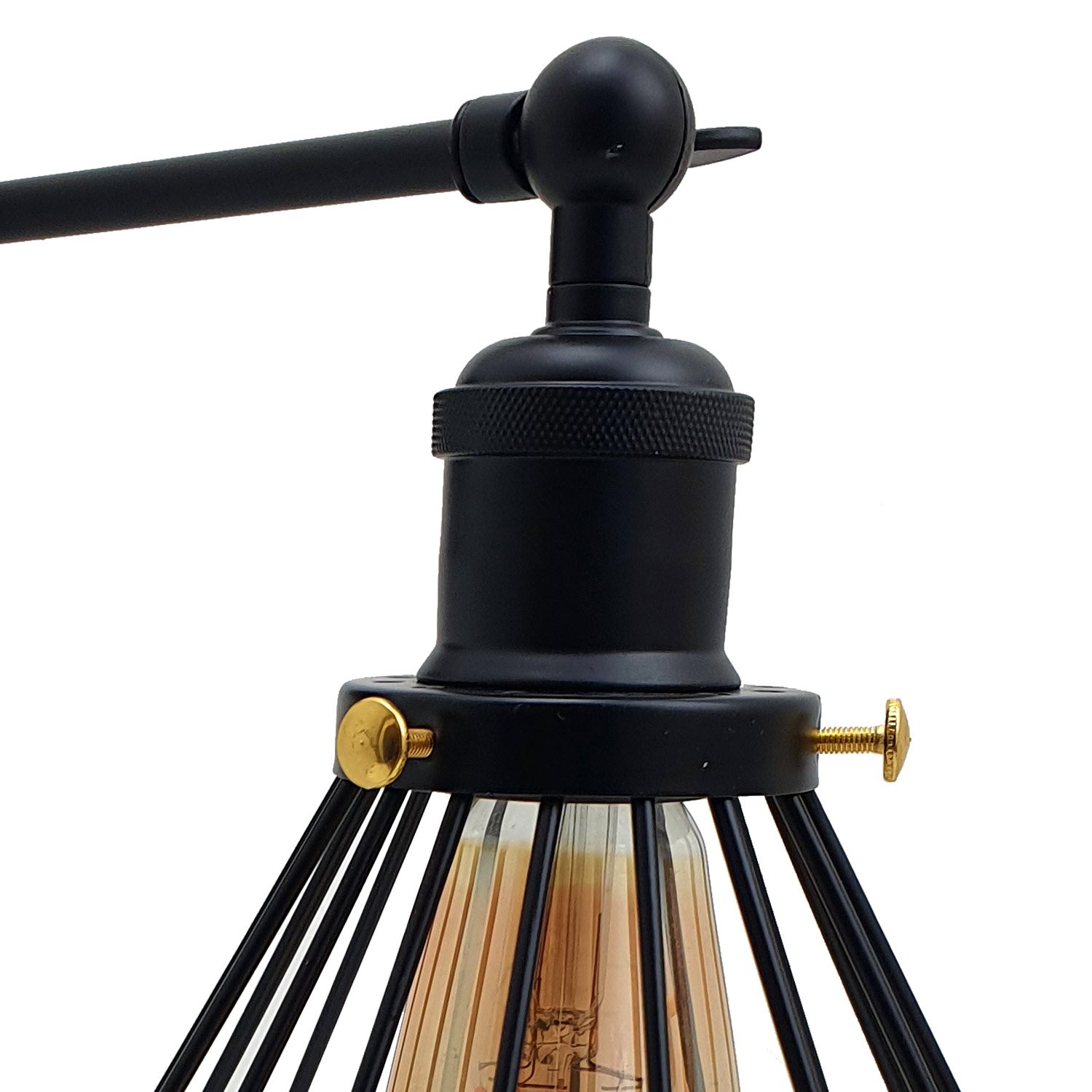 Modern Wall Lamp Cage featuring an industrial design with adjustable light, perfect for home decor.