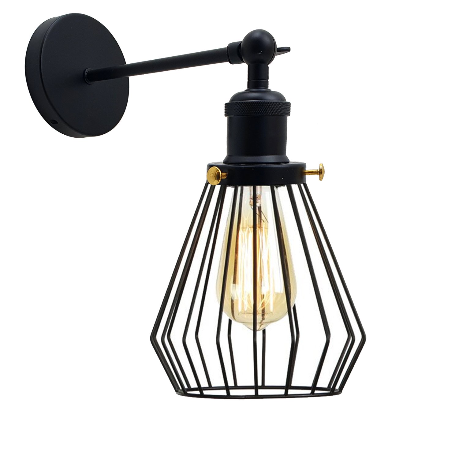 Modern Wall Lamp Cage featuring an industrial design with adjustable light, perfect for home decor.