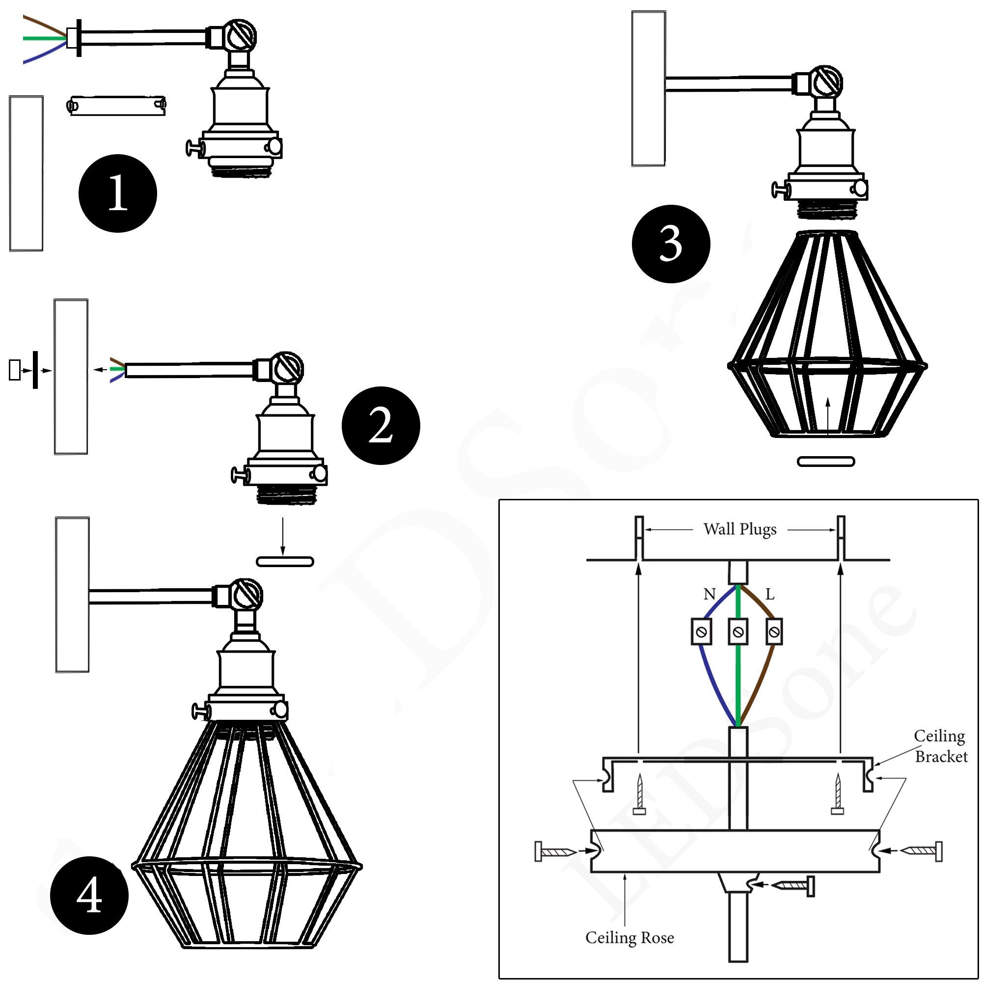 Modern Wall Lamp Cage featuring an industrial design with adjustable light, perfect for home decor.