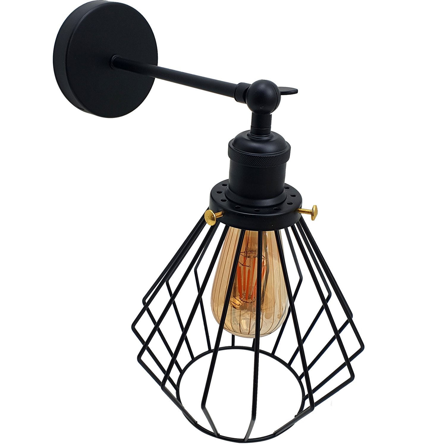 Modern Wall Lamp Cage featuring an industrial design with adjustable light, perfect for home decor.