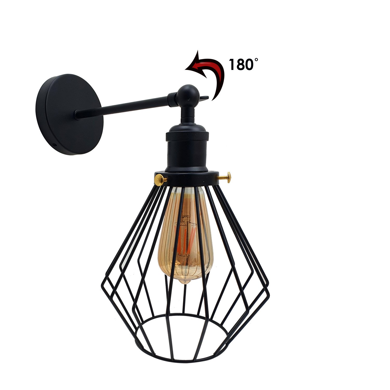 Modern Wall Lamp Cage featuring an industrial design with adjustable light, perfect for home decor.