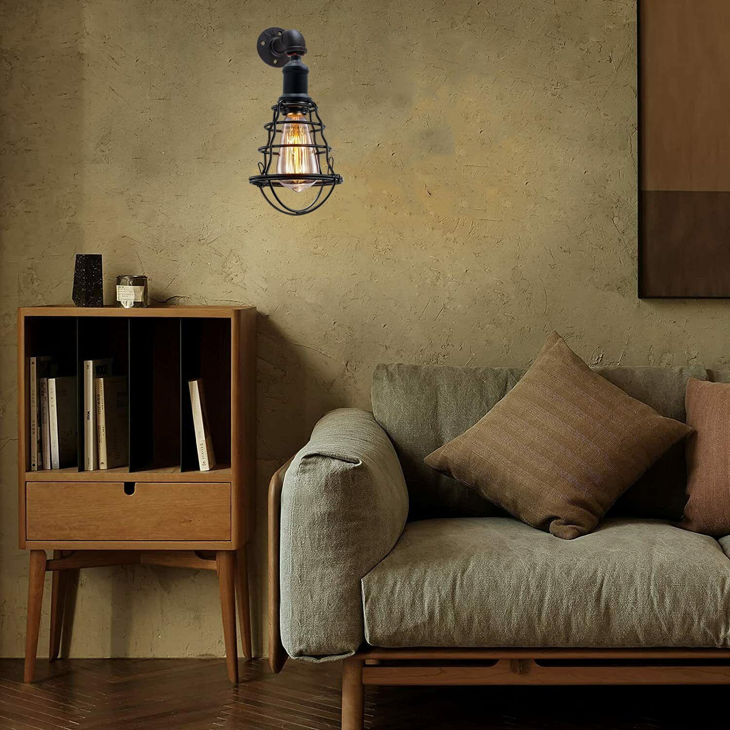 Modern Wall Sconce Lamp with rustic metal water pipe finish, showcasing its industrial design and vintage charm.