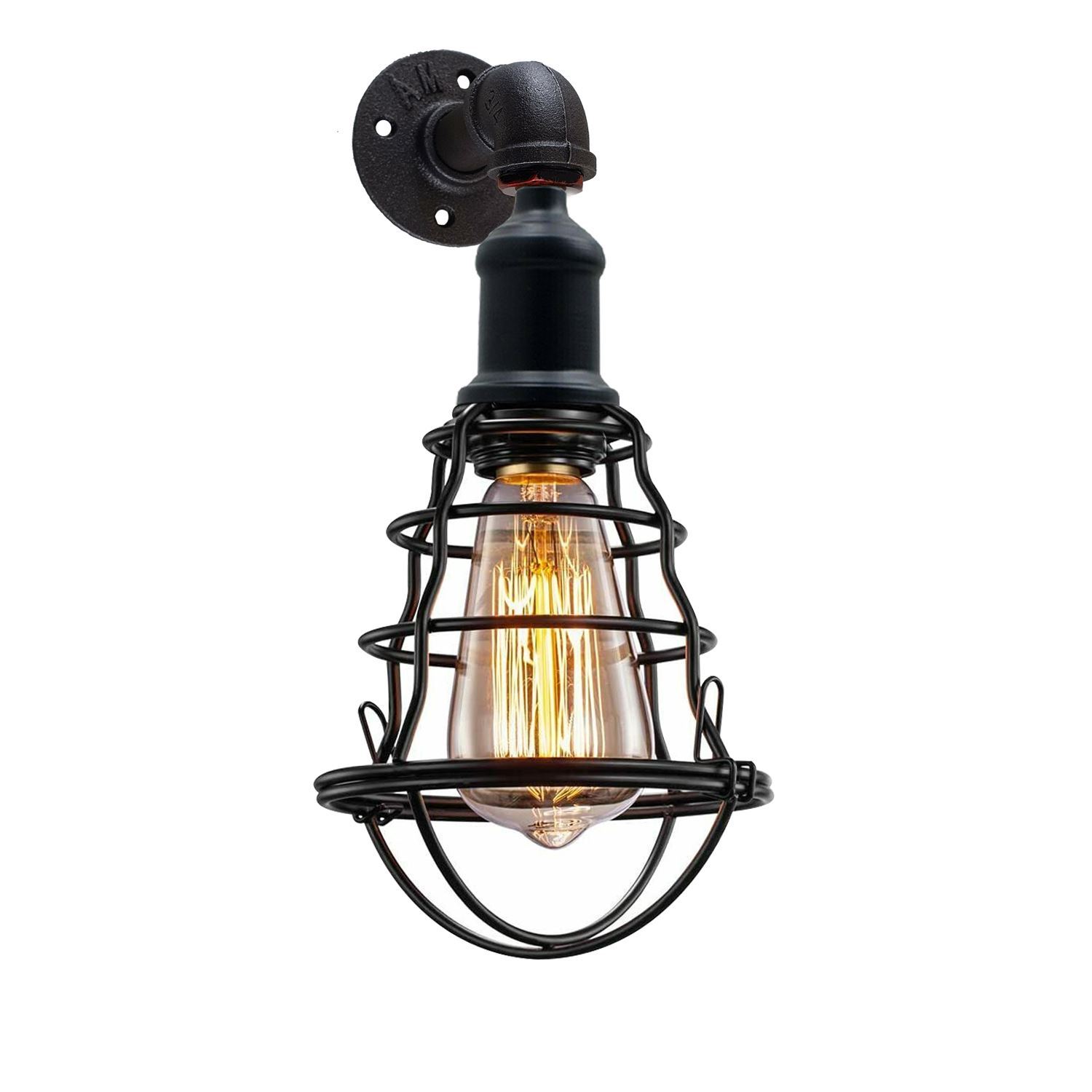 Modern Wall Sconce Lamp with rustic metal water pipe finish, showcasing its industrial design and vintage charm.