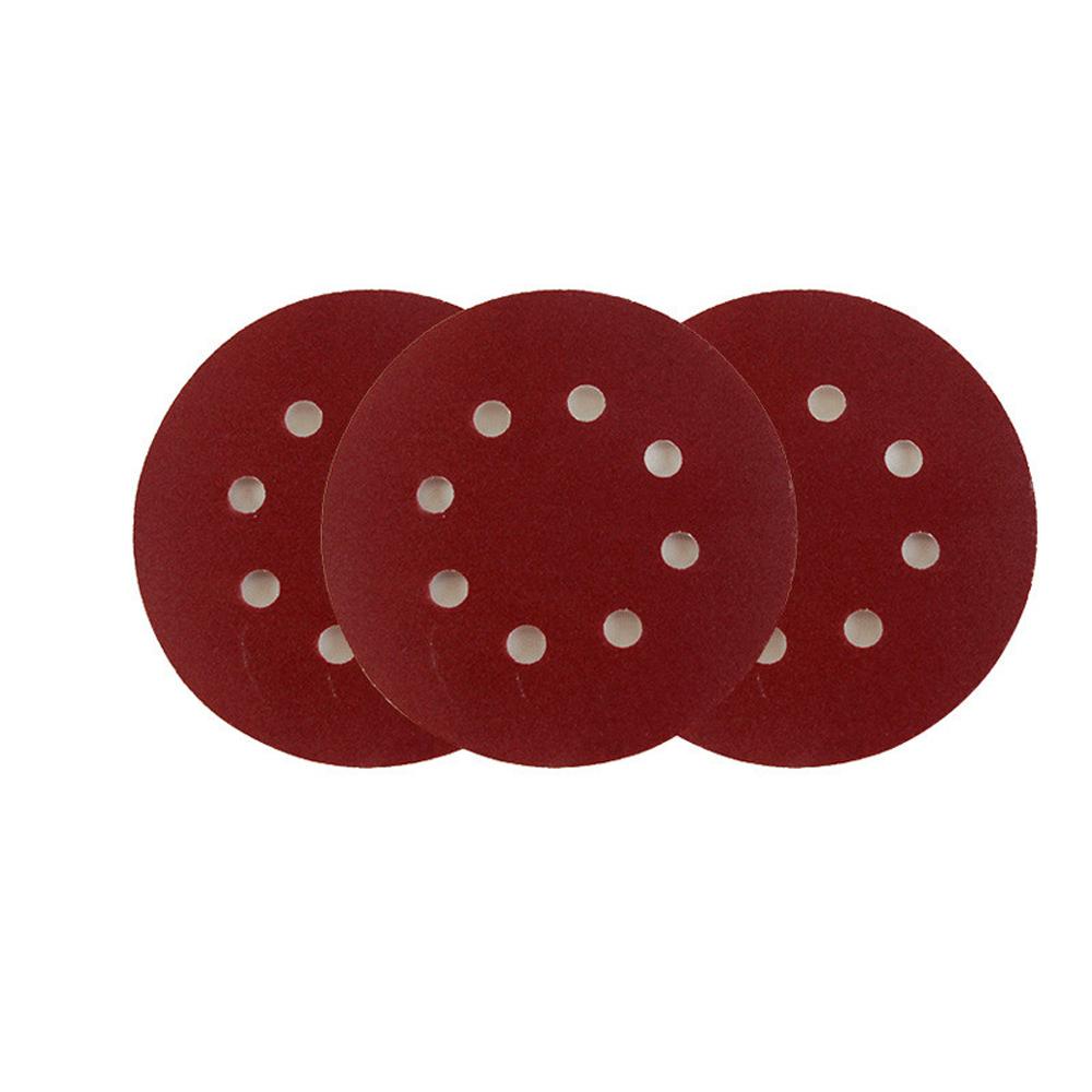 P-400 5 inch 8 Hole Sanding Discs made of aluminum oxide, ideal for sanding metal, wood, and jade, featuring a red color and 8 holes for dust extraction.